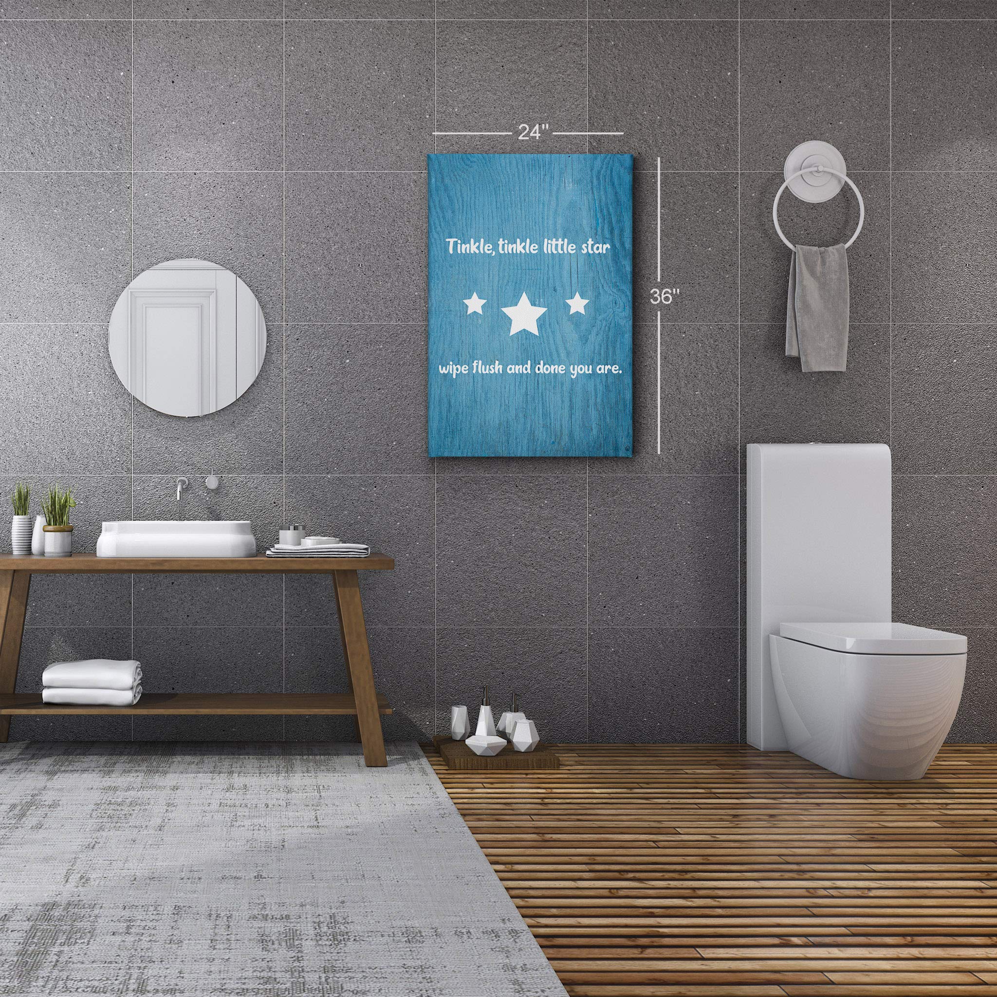 Smile Art Design 'Tinkle Tinkle Little Star' Funny Bathroom Canvas Print - 36x24 Inch Ready to Hang Bathroom Wall Decor for Kids & Nursery - Made in USA | Perfect for Baby Showers, Children's Bathrooms & Playroom Decor