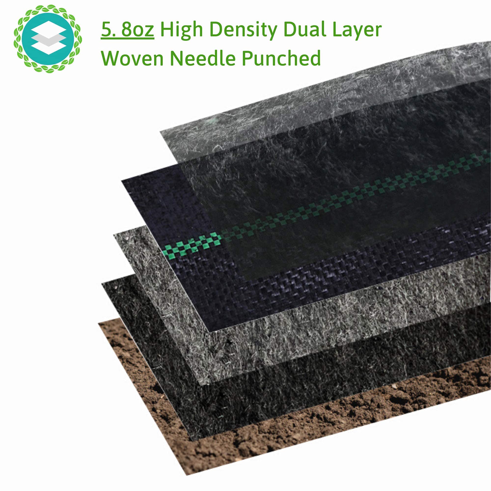 6ft x 250ft Heavy Duty 5.8oz Weed Barrier Landscape Fabric with 100 Pack 6