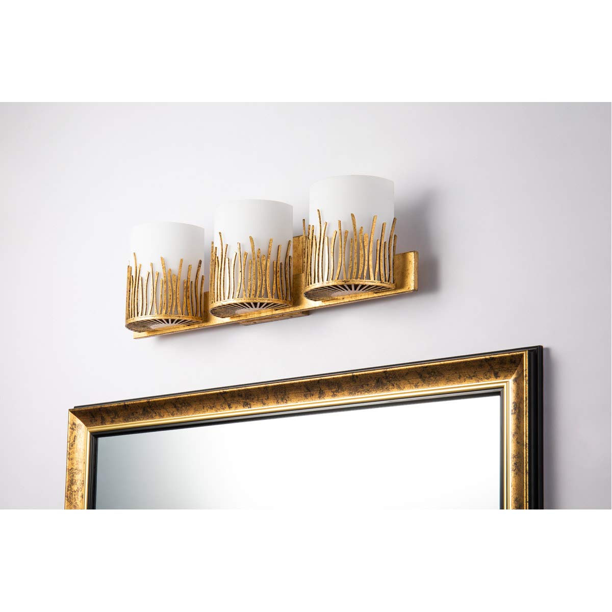 Lucas & McKearn 3-Light Gold Bathroom Vanity Lighting Fixture - Modern Sawgrass Design for Bathroom Mirror, Powder Room & Dressing Area