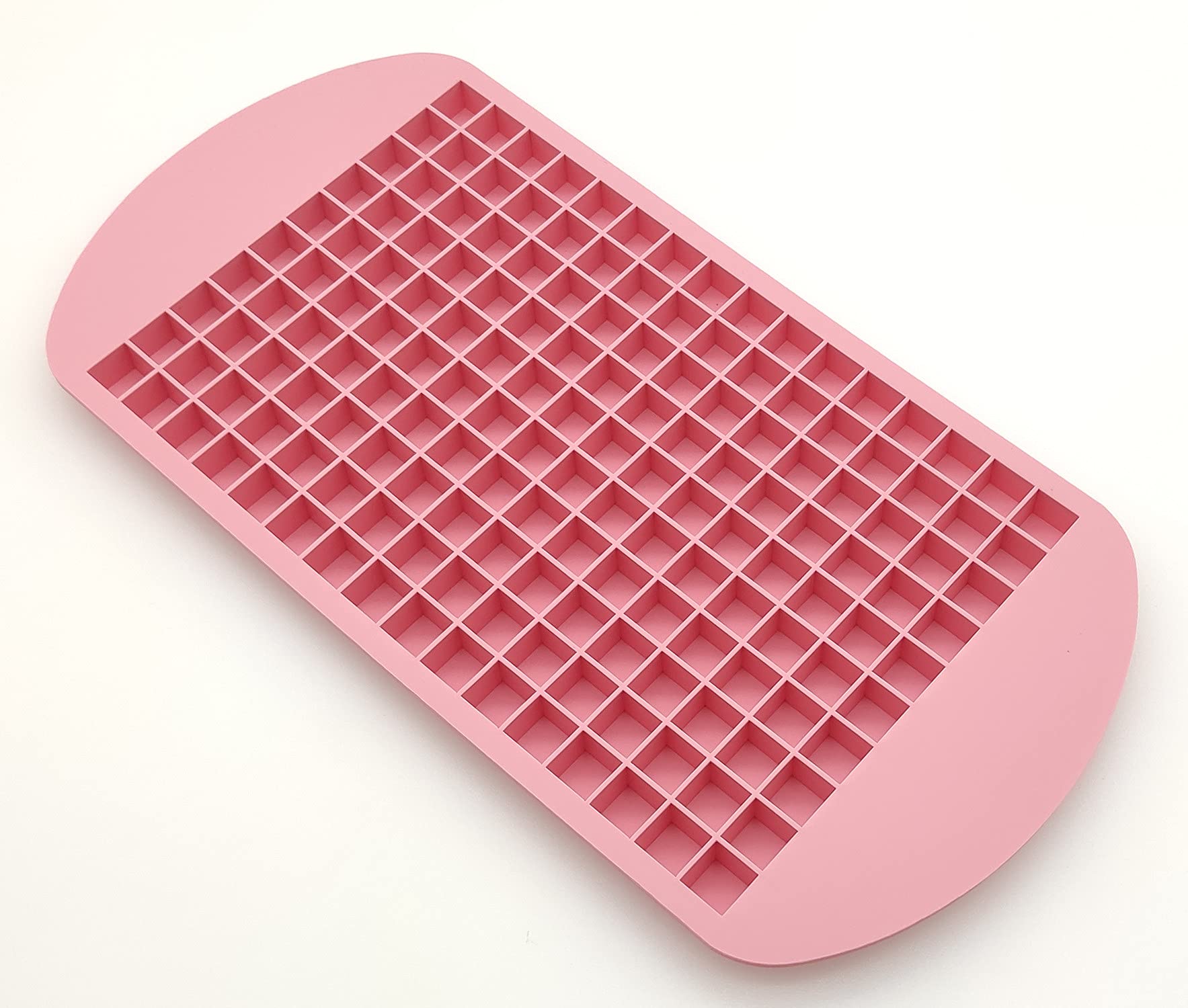 BPA-Free Silicone Ice Cube Trays - Small Square Flexible Frozen Mini Ice Cube Molds (160 Cavities, No Lids, Pink) - Perfect for Cocktails, Beverages, Baby Food & Party Drinks