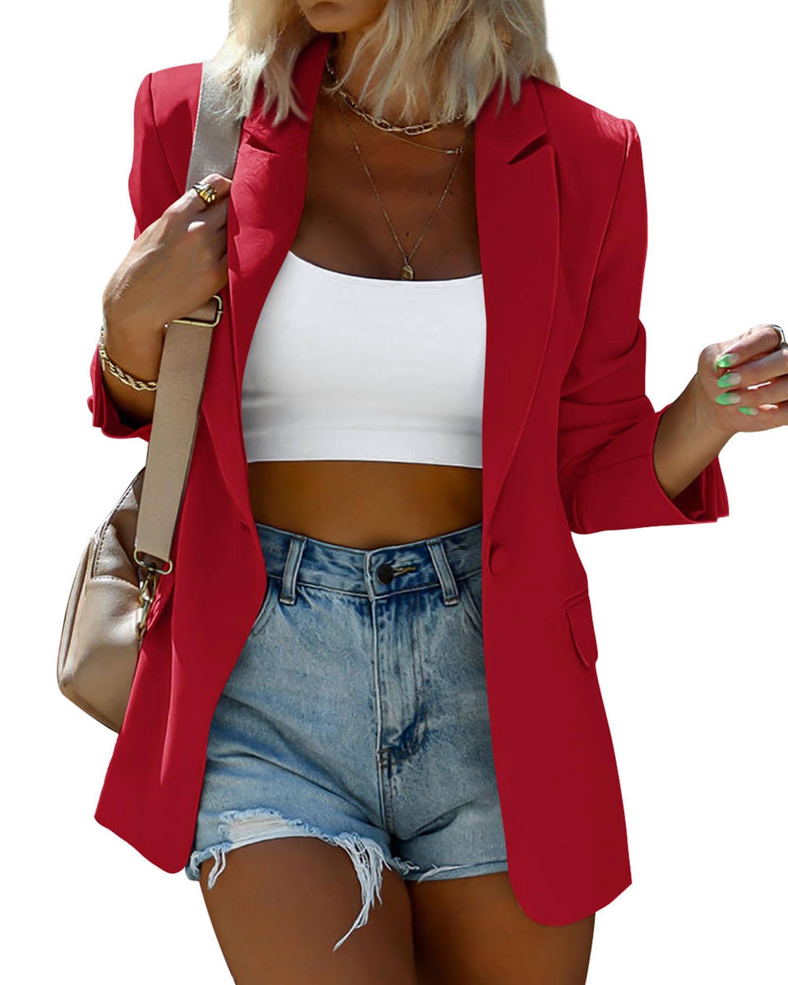 KIRUNDO Women's Blazer Jacket 2025 - Business Casual Long Sleeve Button Front Suit Jacket with Pockets for Office Work & Professional Outfits | Spring Fall Fashion Wardrobe Essential
