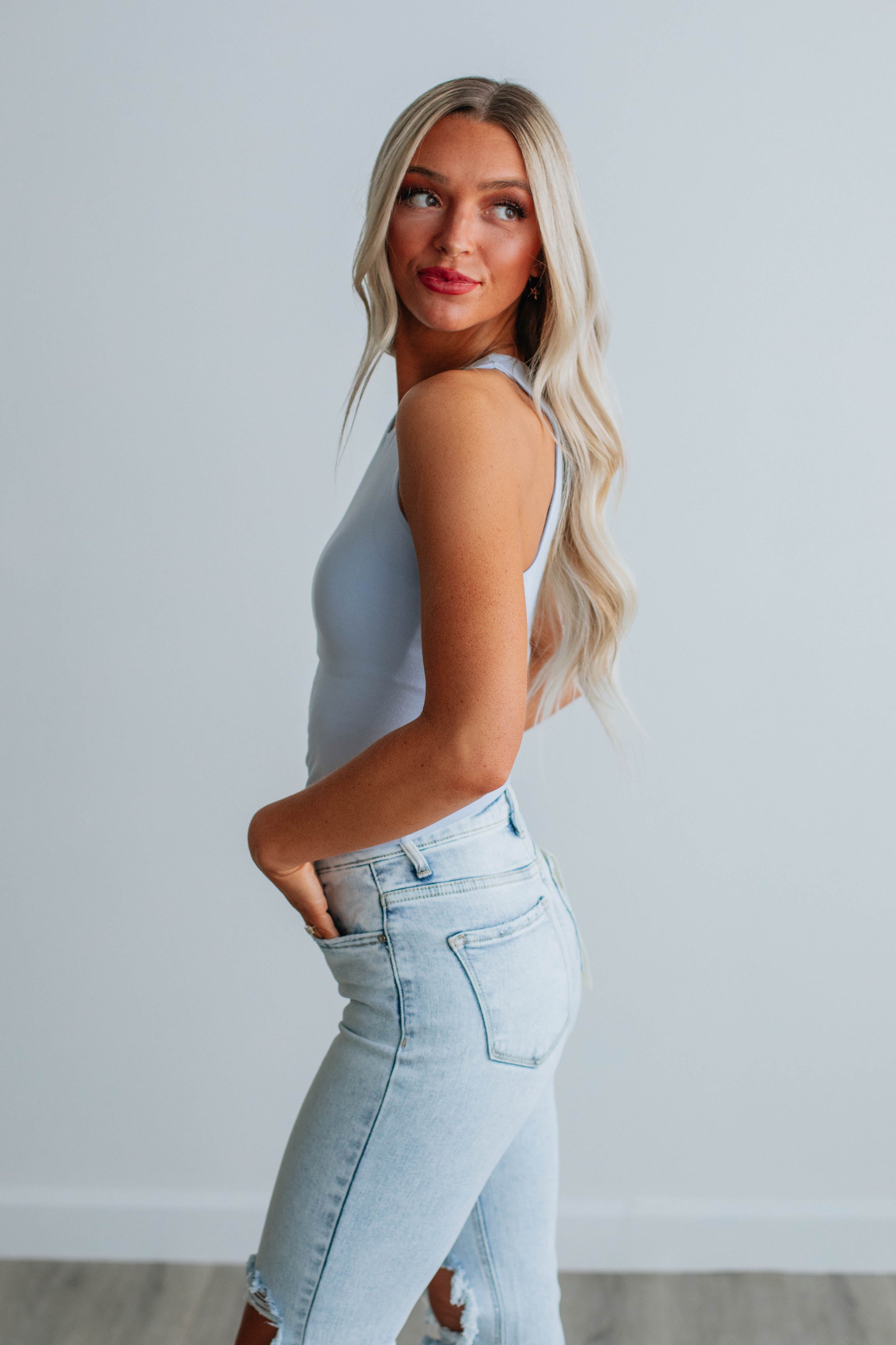 Demi Basic Tank Top for Women - Soft Powder Blue Cotton Camisole - Perfect for Layering, Yoga, and Casual Wear