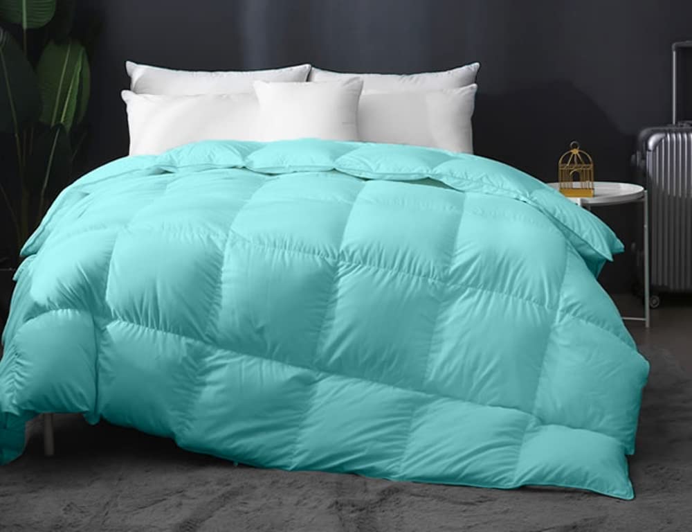 Ultra-Soft Box Pleated Twin/Twin XL Comforter - 1000 Thread Count Egyptian Cotton Down Alternative Duvet Insert with Aqua-Soft Plush Fiber Fill (68 x 90 Inches) - Lightweight & Breathable for All-Season Comfort - Perfect for Bedrooms, Dorms, and Guest Rooms