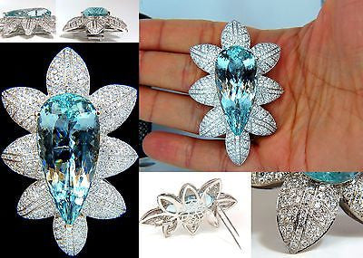 69.37 Carat GIA Certified Natural Aquamarine & Diamond 3D Snowflake Pendant Brooch in 18K Gold - Elegant Jewelry for Weddings, Anniversaries & Special Occasions