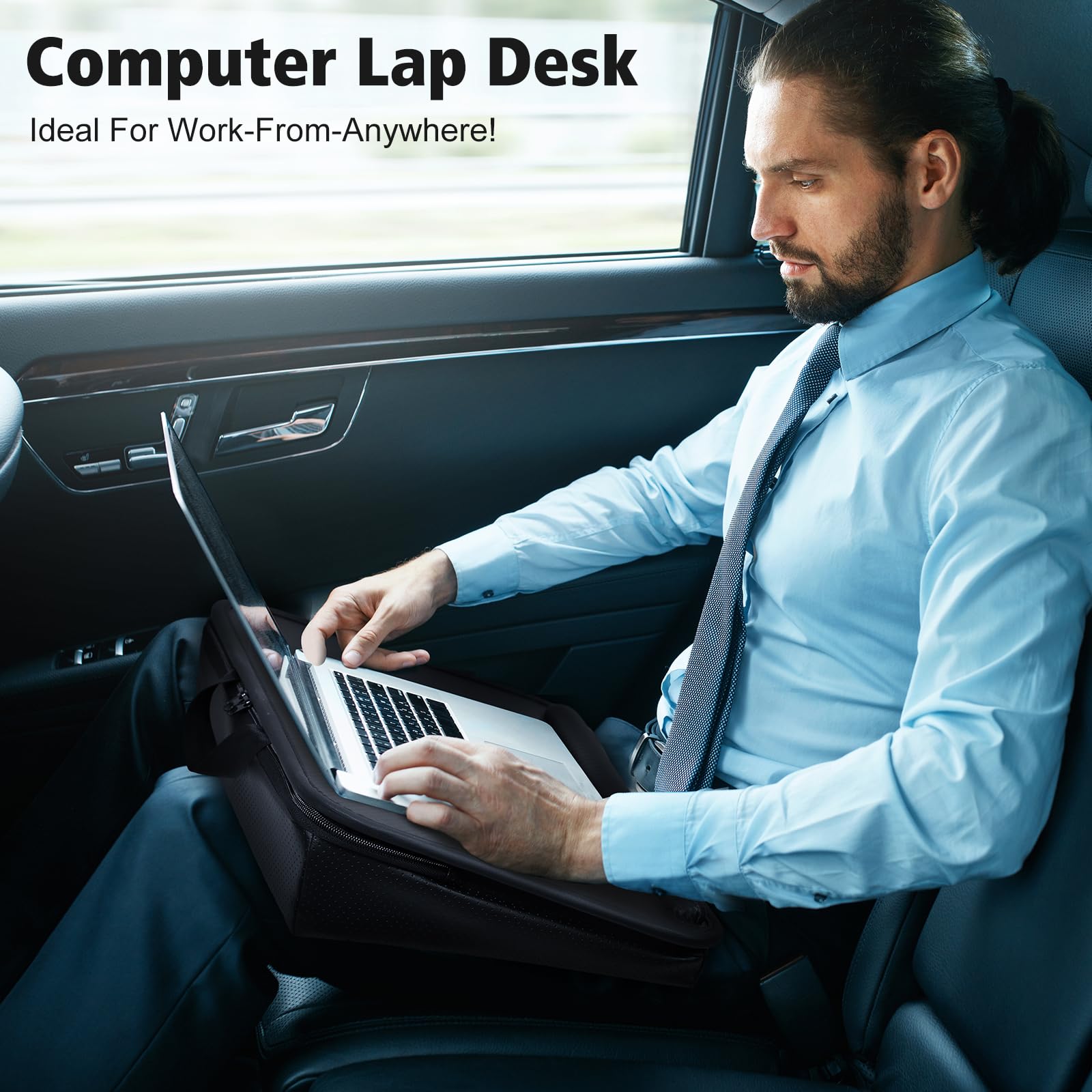 Allinside Ergonomic Lap Desk for Laptop & Tablet - Portable Laptop Stand with Storage Bag - Fits 15.6 Inch Devices - Perfect for Bed, Couch & Travel - Black
