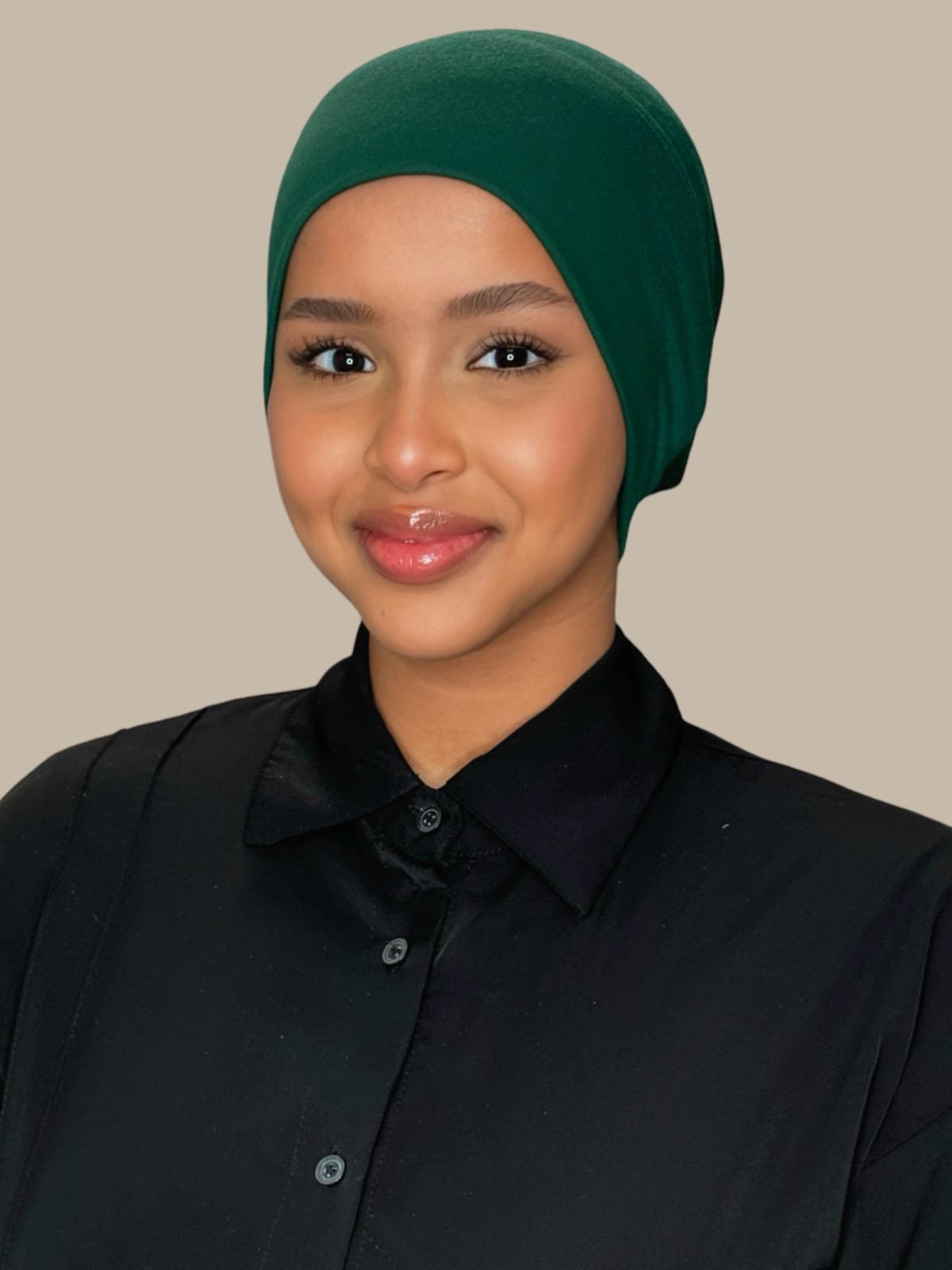 Premium Cotton Underscarf for Women - Breathable & Comfortable Hijab Underscarf Liner - Deep Green - Perfect for Daily Wear, Prayer & Modest Fashion