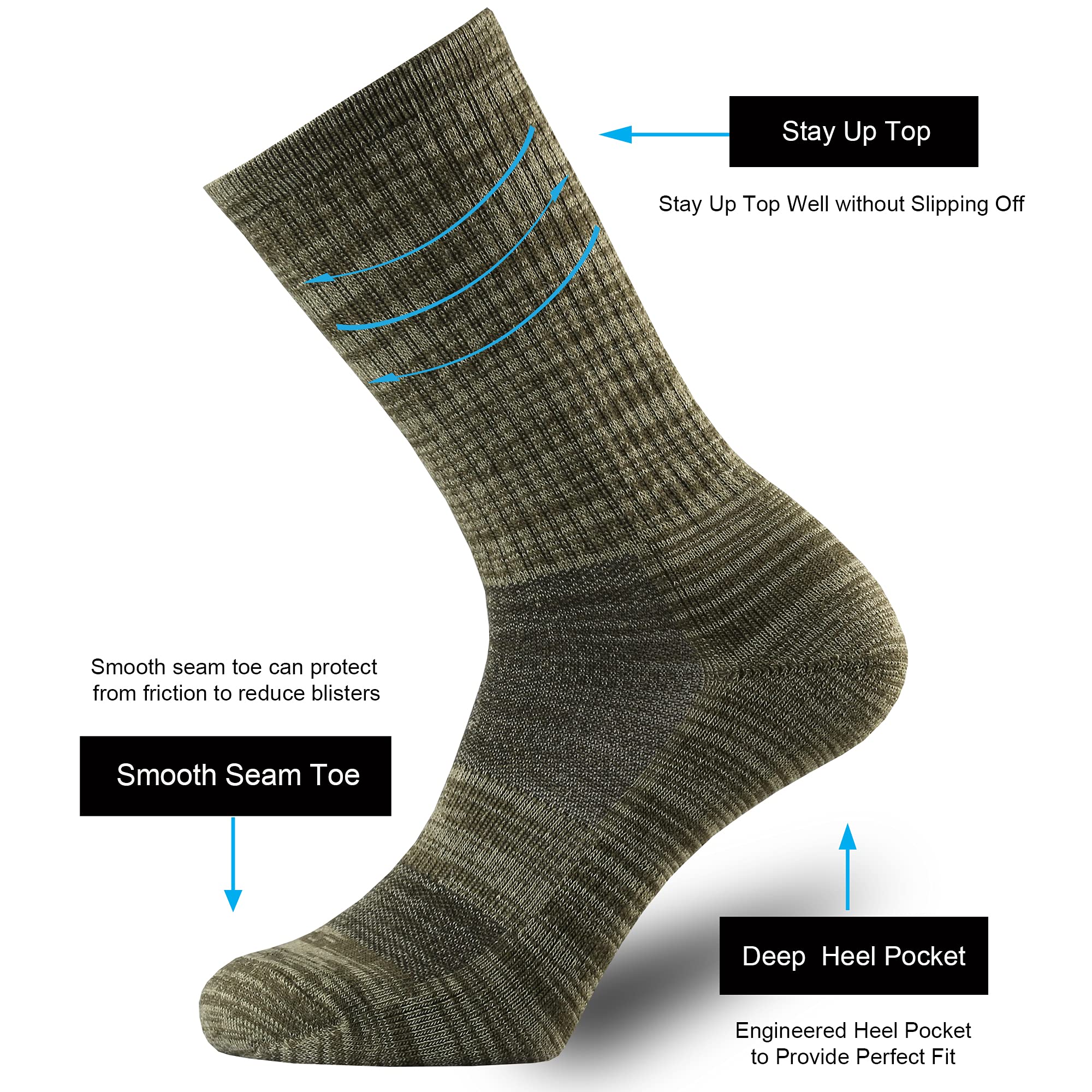 ONKE Merino Wool Cushion Crew Socks for Men - Moisture Wicking, Breathable & Comfortable Hiking Socks for Outdoor Activities, Travel & Daily Wear