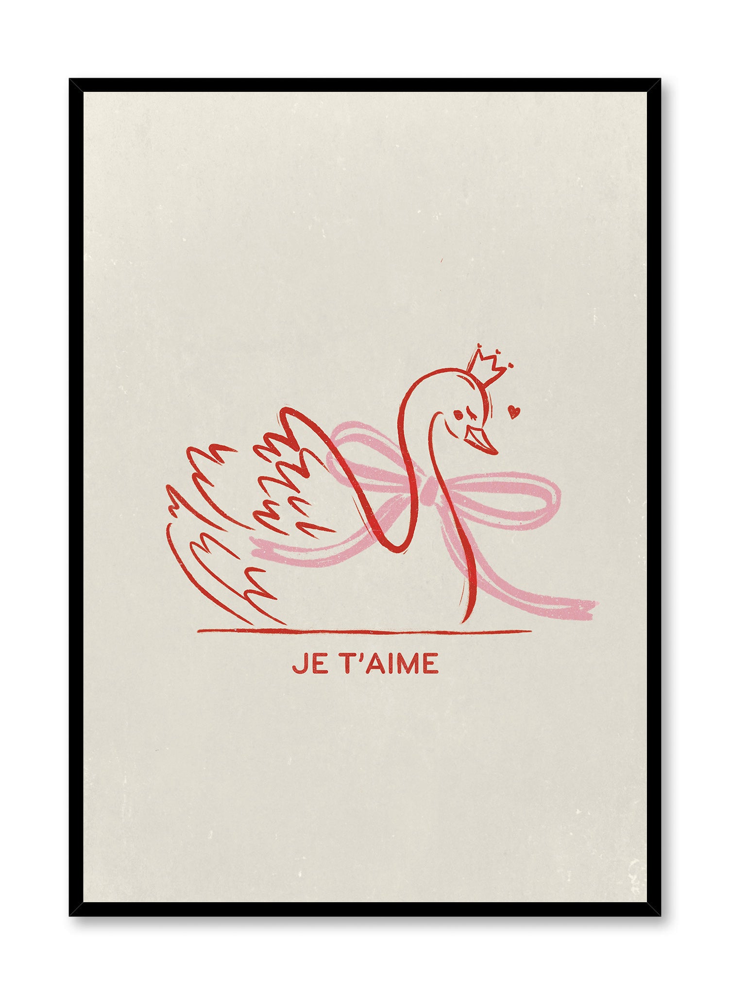 Je T'aime Love Poster - Romantic French Art Print for Home Decor, Bedroom & Office Wall Art - Perfect for Valentine's Day Gifts & Anniversary Presents