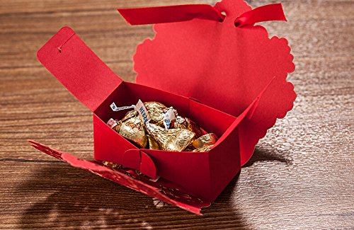 150 Gold/Red/White Wedding Favor Candy Boxes - Elegant Wedding Party Favors, Bridal Shower Gifts & Decoration - Perfect for Wedding Receptions, Anniversary Celebrations and Special Events