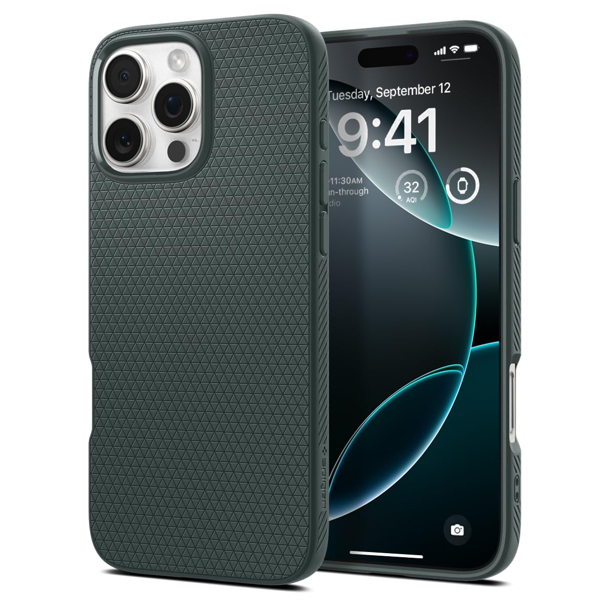 Spigen Liquid Air Armor Case for iPhone 16 Pro - Slim Protective Cover with Military-Grade Drop Protection in Abyss Green | Perfect for Everyday Use, Travel & Outdoor Activities