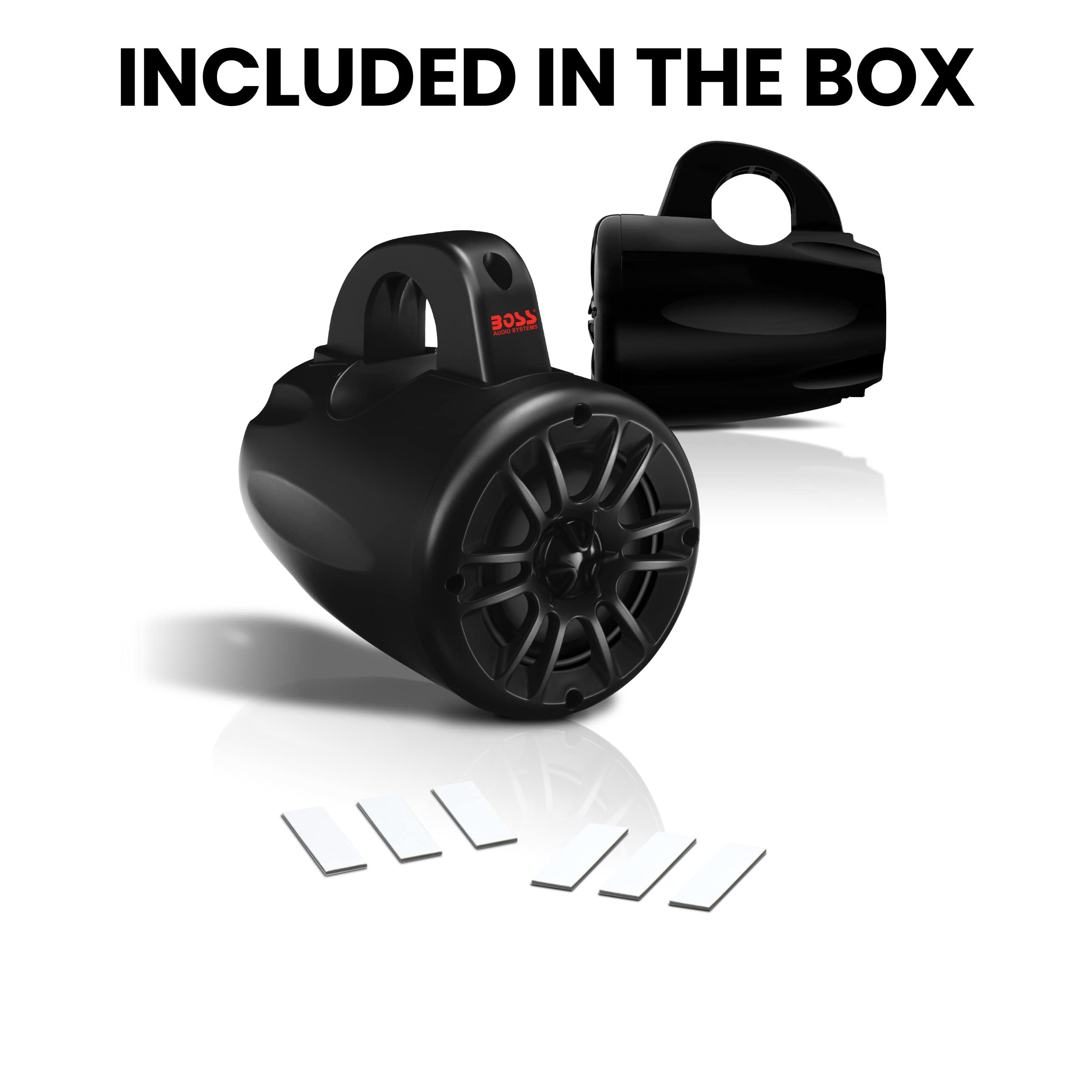 BOSS Audio Systems MRWT40 4-Inch Marine & ATV/UTV Weatherproof Waketower Speakers - IPX5 Rated, Full Range 2-Way Stereo with Tweeters (Sold in Pairs) | Perfect for Boats, Wakeboard Towers, and Off-Road Vehicles