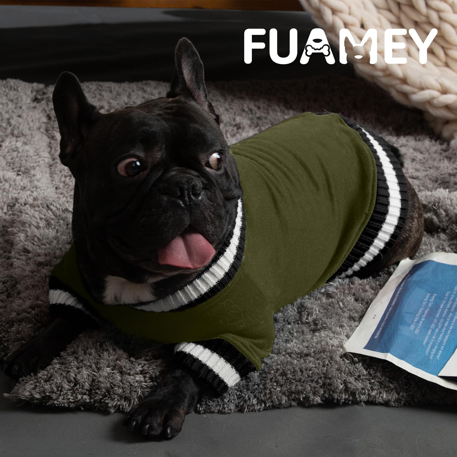 FUAMEY Warm Dog Pullover Sweatshirt - Fleece Winter Sweater for Small & Medium Dogs | Soft Pet Clothes for Puppies | Cute Green Outfit for Doggie Boys & Girls | Perfect for Cold Weather Walks & Indoor Coziness