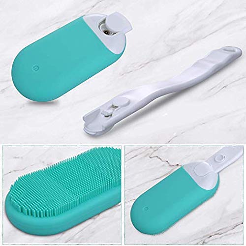LAVNIK Silicone Bath Brush - Waterproof Electric Facial & Body Cleansing Kit with Long Handle - Exfoliating Brush for Dry Skin, Shower & Bath - Perfect for Men & Women - Ideal for Spa Days & At-Home Skincare Routines