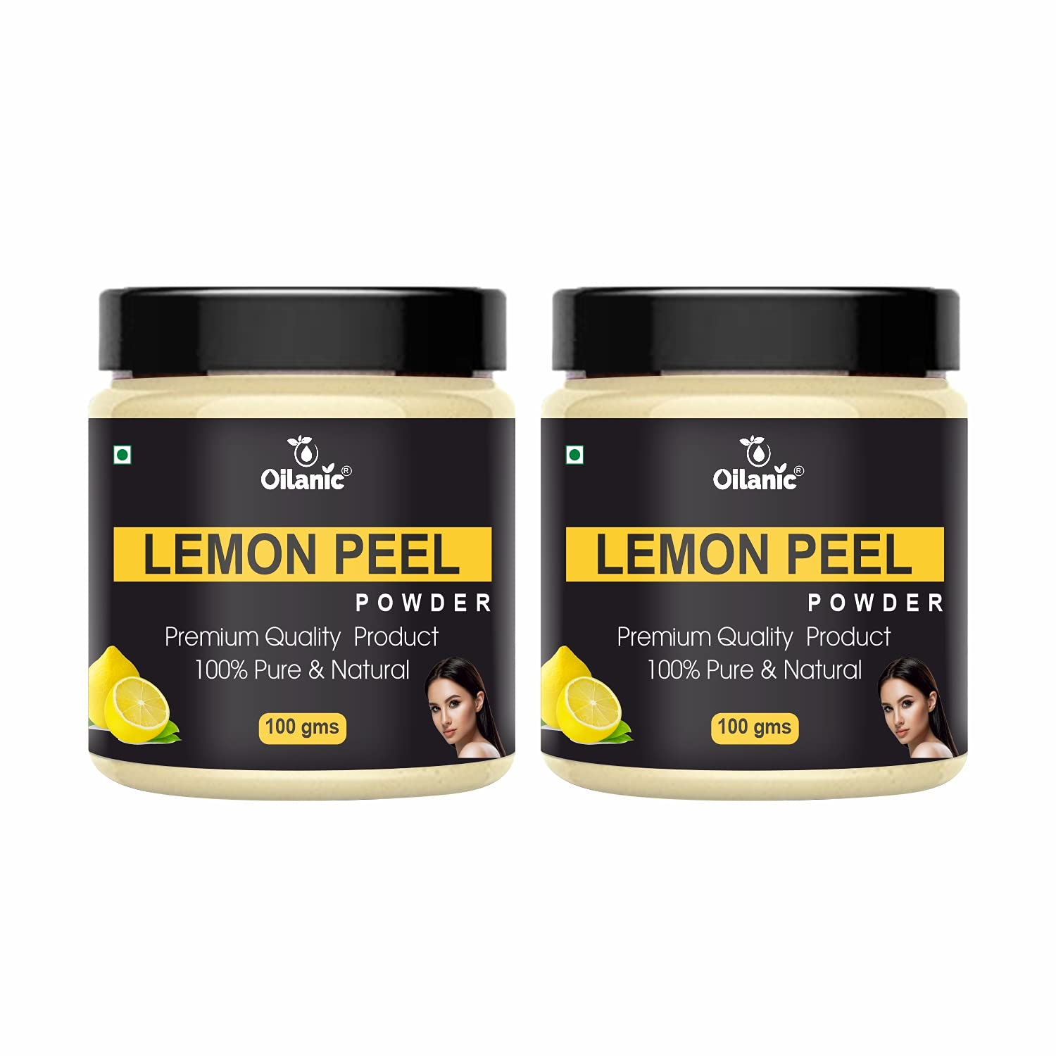 Oilanic 100% Pure Natural Lemon Peel Powder for Skin & Hair Care - 2 Pack (200g Each) | Brightening Face Mask, Hair Growth Treatment, DIY Beauty Recipes