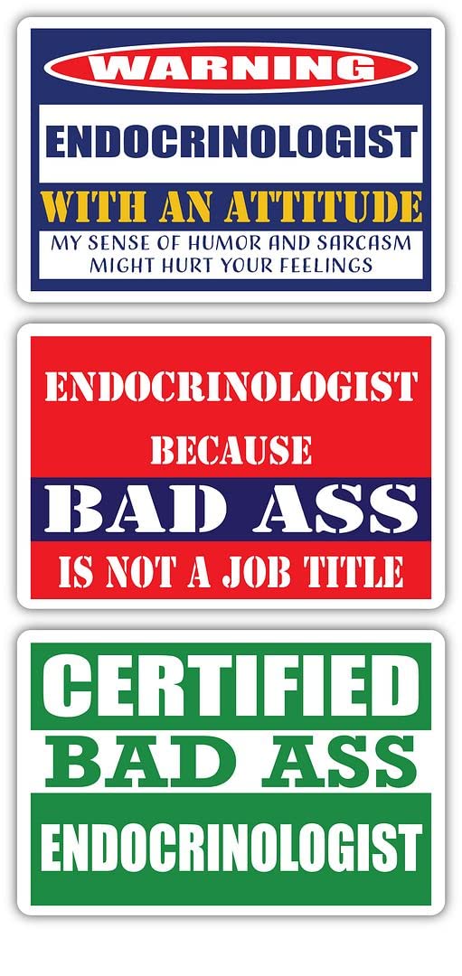Certified Badass Endocrinologist Stickers (3-Pack) | Funny Job & Career Gift for Doctors | 3M Vinyl Decals for Laptops, Hard Hats, Windows | Perfect for Medical Office Decor & Healthcare Worker Gifts