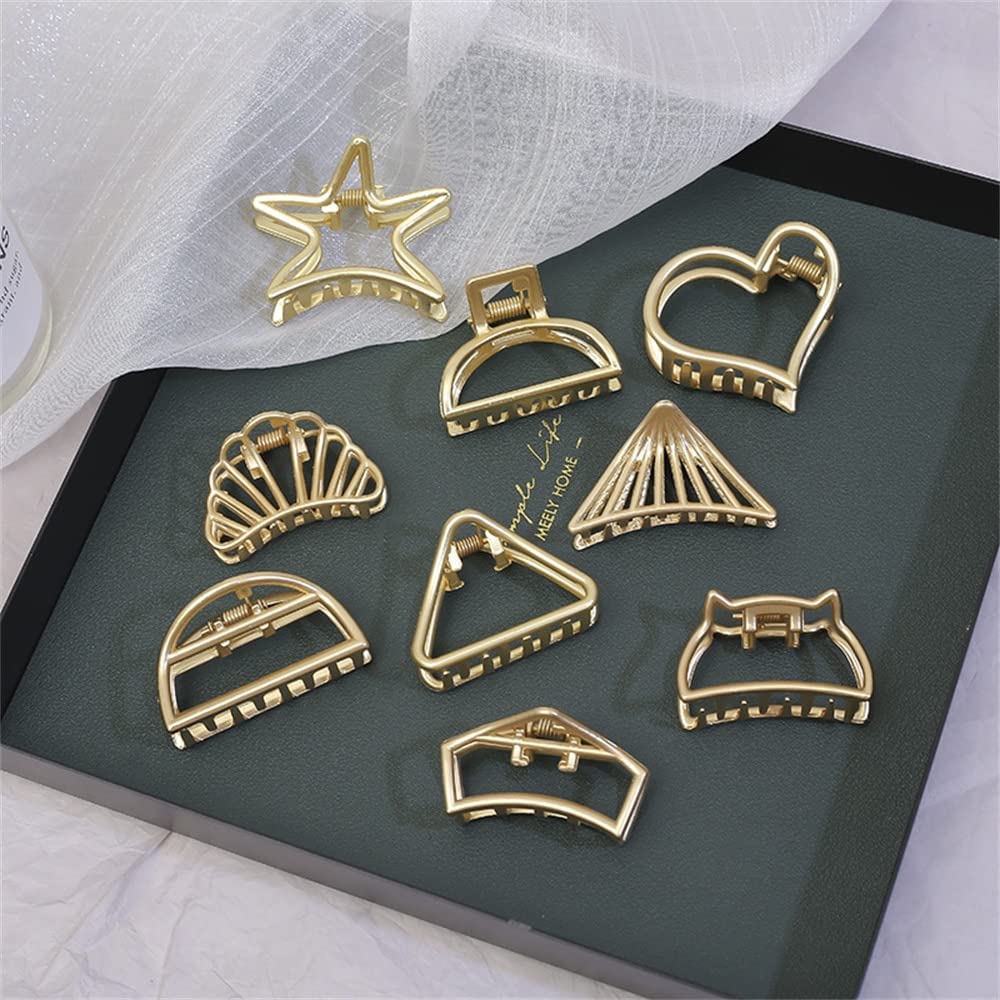 Stylish Gold Metal Hair Clips for Women & Girls - 8 Pack Medium Size Hair Clutchers - Trendy Hair Accessories Gift for Her - Perfect for Parties, Weddings & Everyday Styling