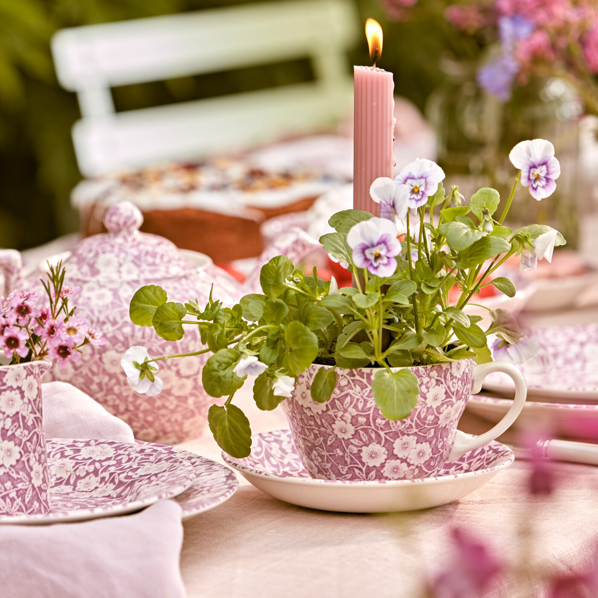 Burleigh Blossom Calico Floral Print Tableware Set - Elegant Dinner Plates & Bowls for Home Dining, Parties & Special Occasions
