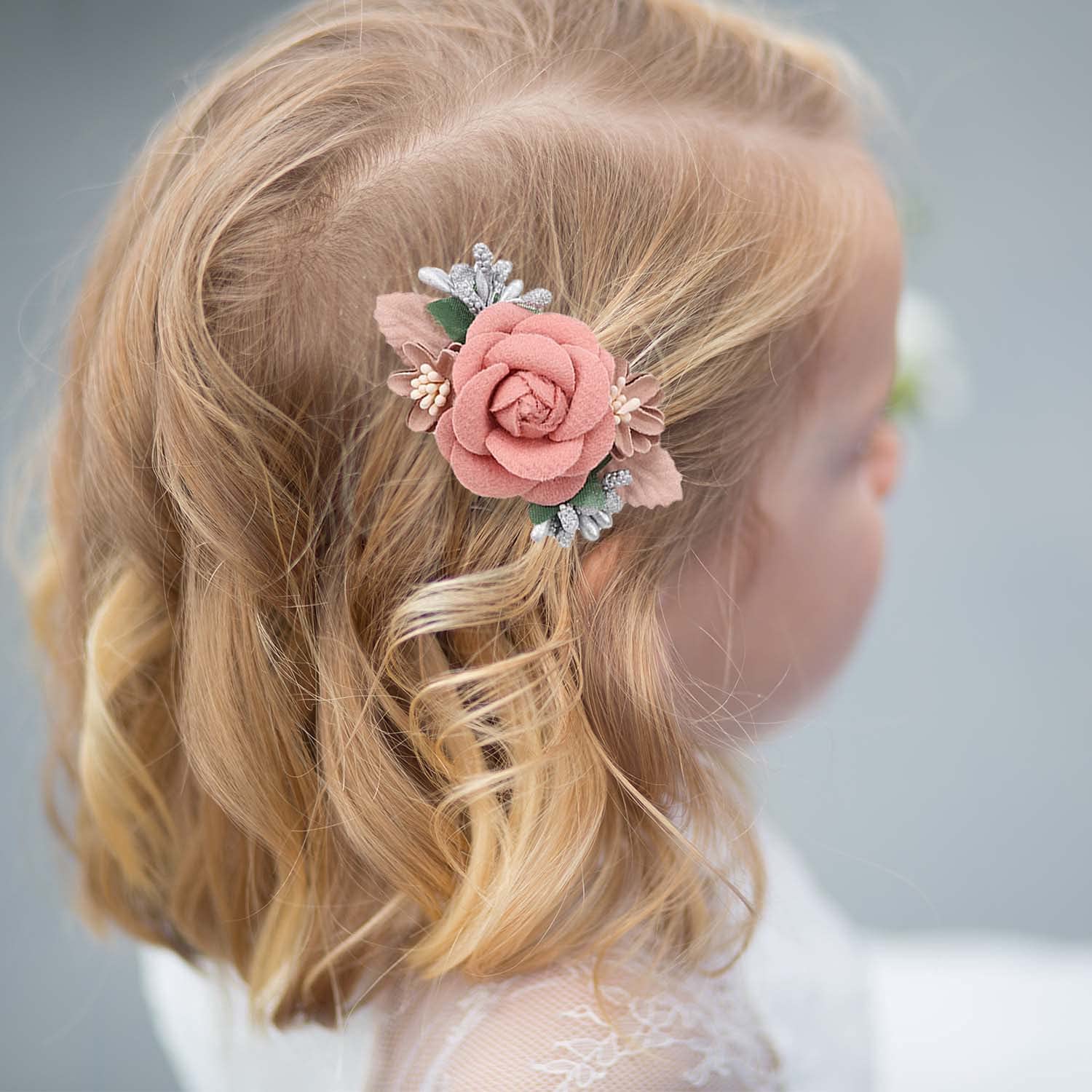 3 Pieces Flower Hair Clips Set - Cute Artificial Floral Hair Bows & Hair Accessories for Girls, Teens, Toddlers (Pink) - Perfect for Weddings, Parties, School & Daily Wear