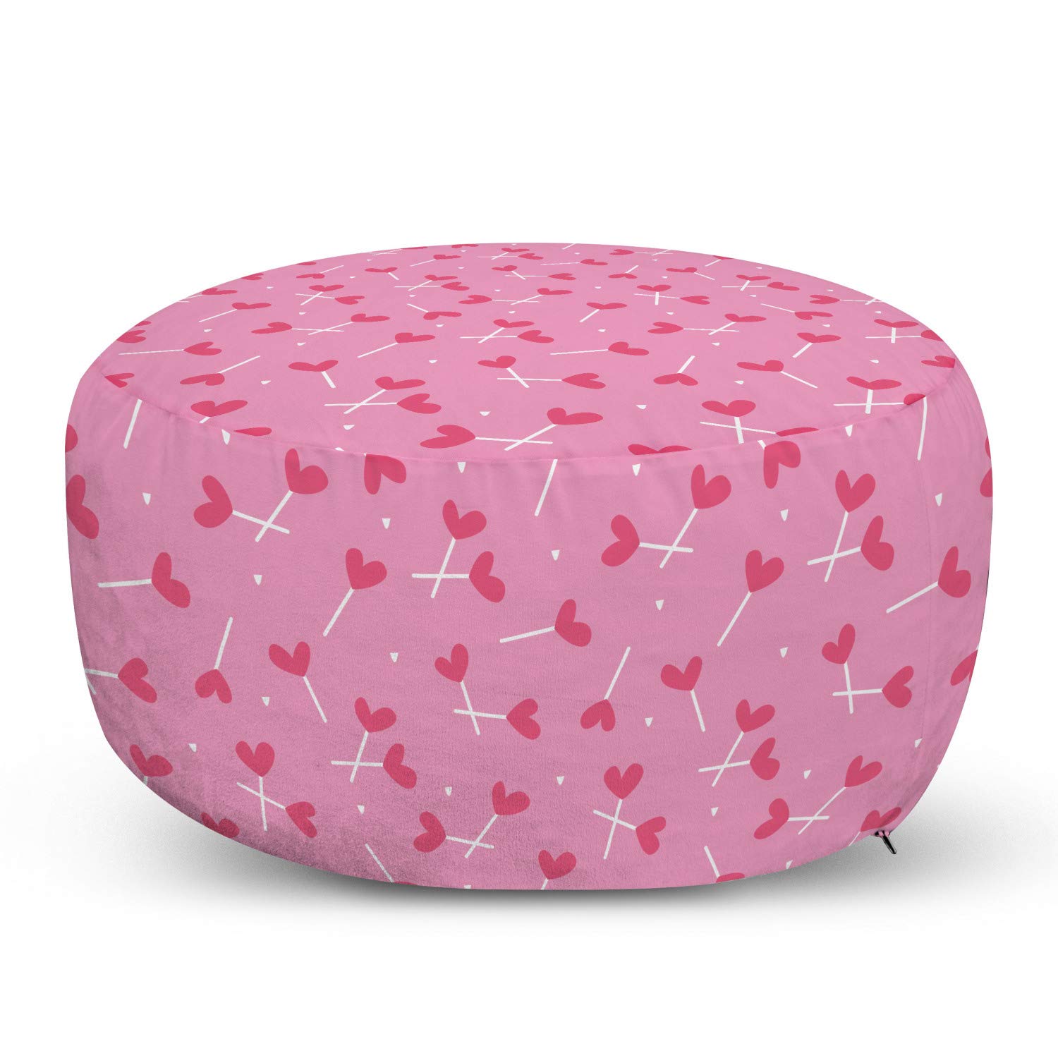 Ambesonne Romantic Heart Candies Ottoman Pouf - Vintage Style Soft Foot Rest with Removable Cover for Living Room & Bedroom - Pink & Magenta Decorative Accent - Perfect for Teen Girls Room, Valentine's Day Gift & Cozy Home Decor