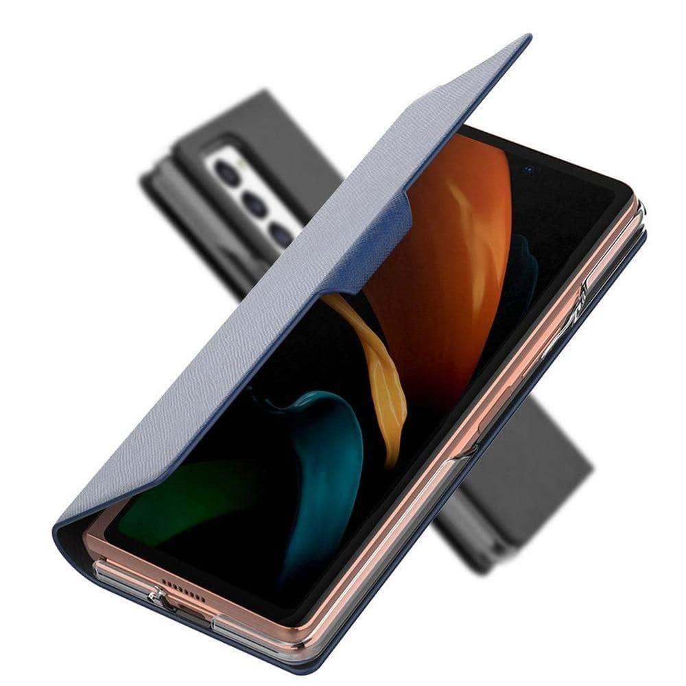 Samsung Galaxy Z Fold 3 Explosion Proof Luxury Cross Pattern Case - Premium Protection for Foldable Phones | Perfect for Business Professionals & Tech Enthusiasts