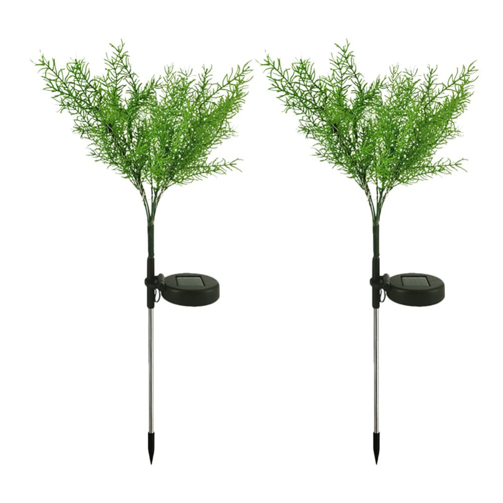 2 Pack Solar Powered Christmas Tree Stake Lights - Outdoor Holiday Lawn Decor with Stainless Steel Ground Insert - Waterproof Solar Garden Lights for Yard, Pathway, Patio & Christmas Decoration