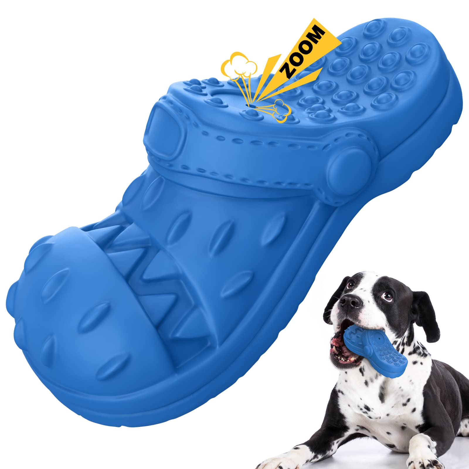 Indestructible Dog Toys for Aggressive Chewers - Durable Chew Toys for Medium & Large Dogs - Heavy Duty Squeaky Slipper Toy (Blue) - Perfect for Playtime, Training & Anxiety Relief