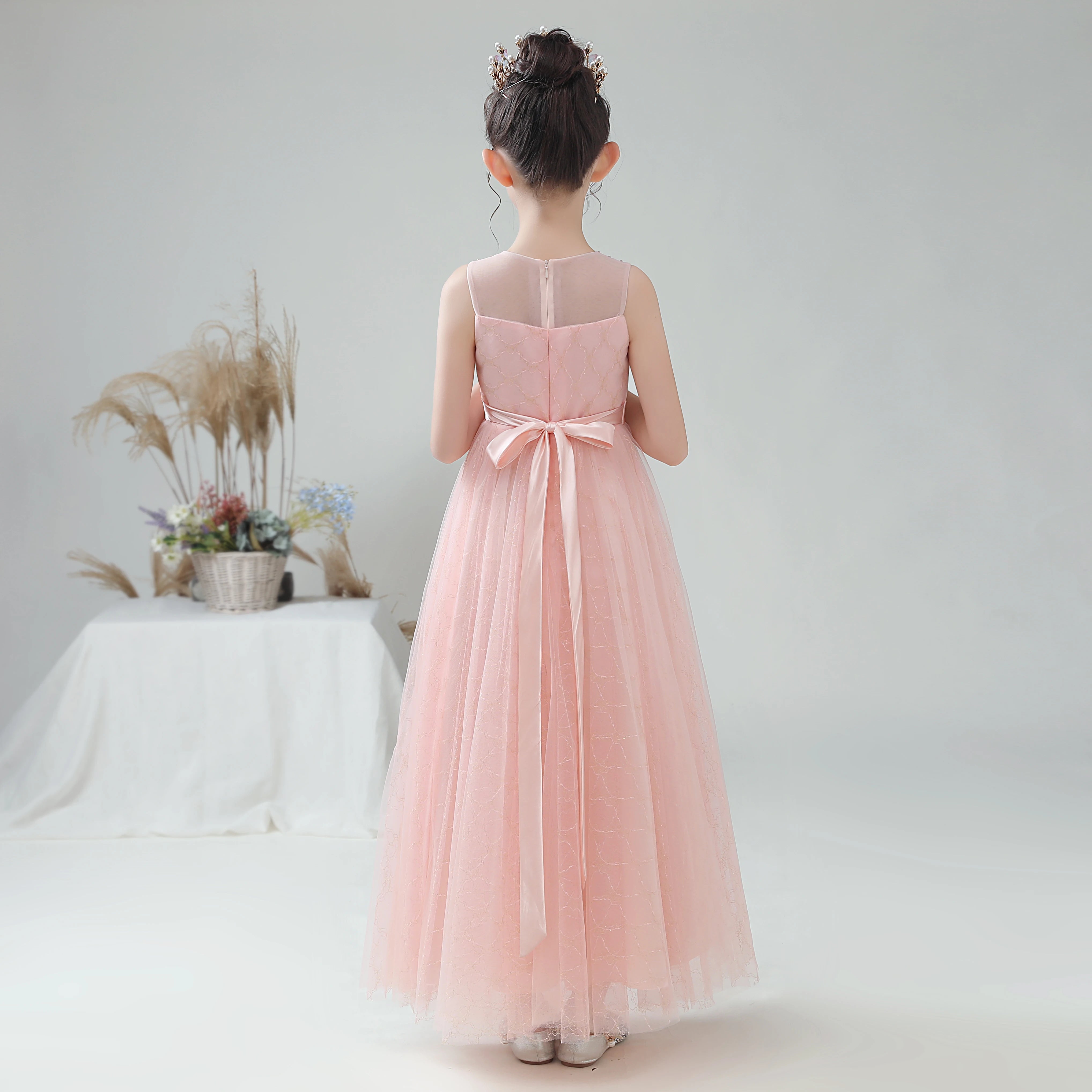 Sparkly Pink Tulle Flower Girl Dress for Wedding Party - Elegant Bridesmaid Gown for Special Occasions, Birthday & Pageant Events
