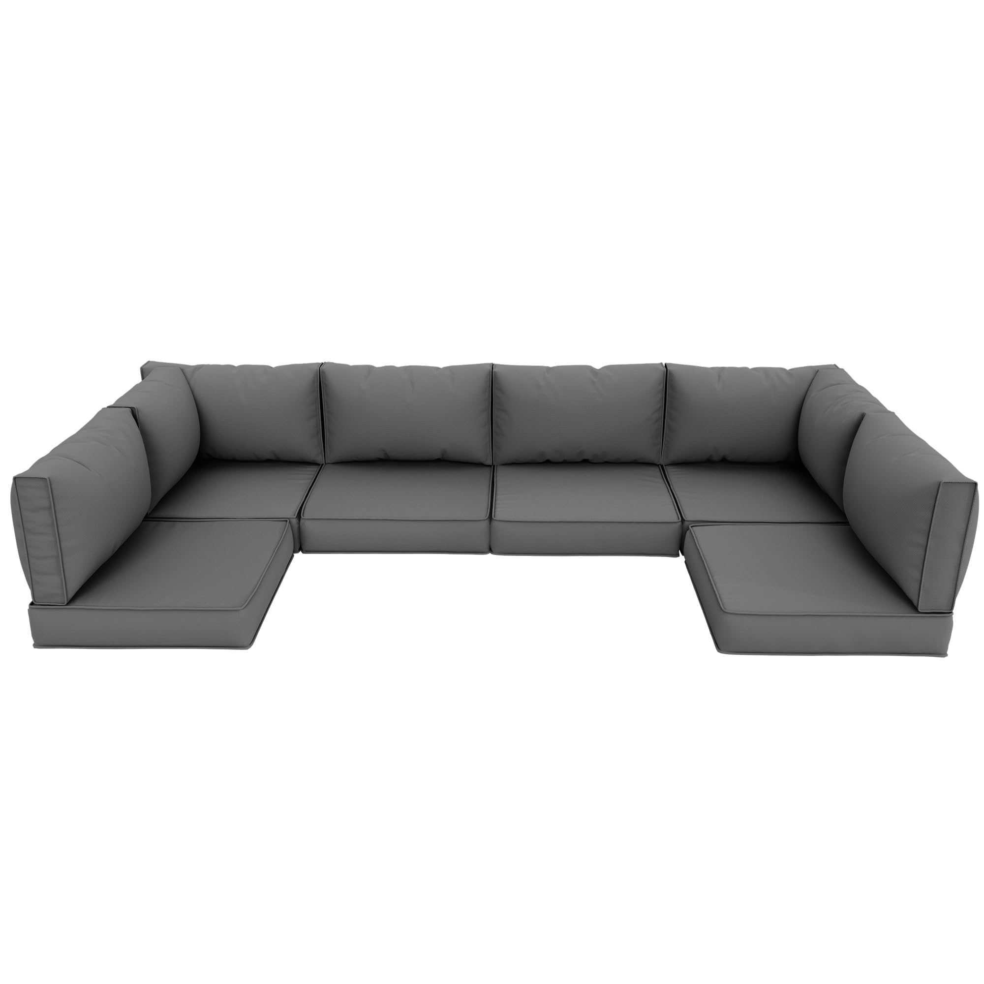 Amopatio 14-Piece Waterproof Outdoor Sofa Cushions Set for 6-Seat Patio Sectional - Quick-Dry, Non-Slip, All-Weather Replacement Cushions with Eco-Friendly Oeko-TEX Certified Fabric (Grey) - Perfect for Backyard, Poolside & Garden Furniture