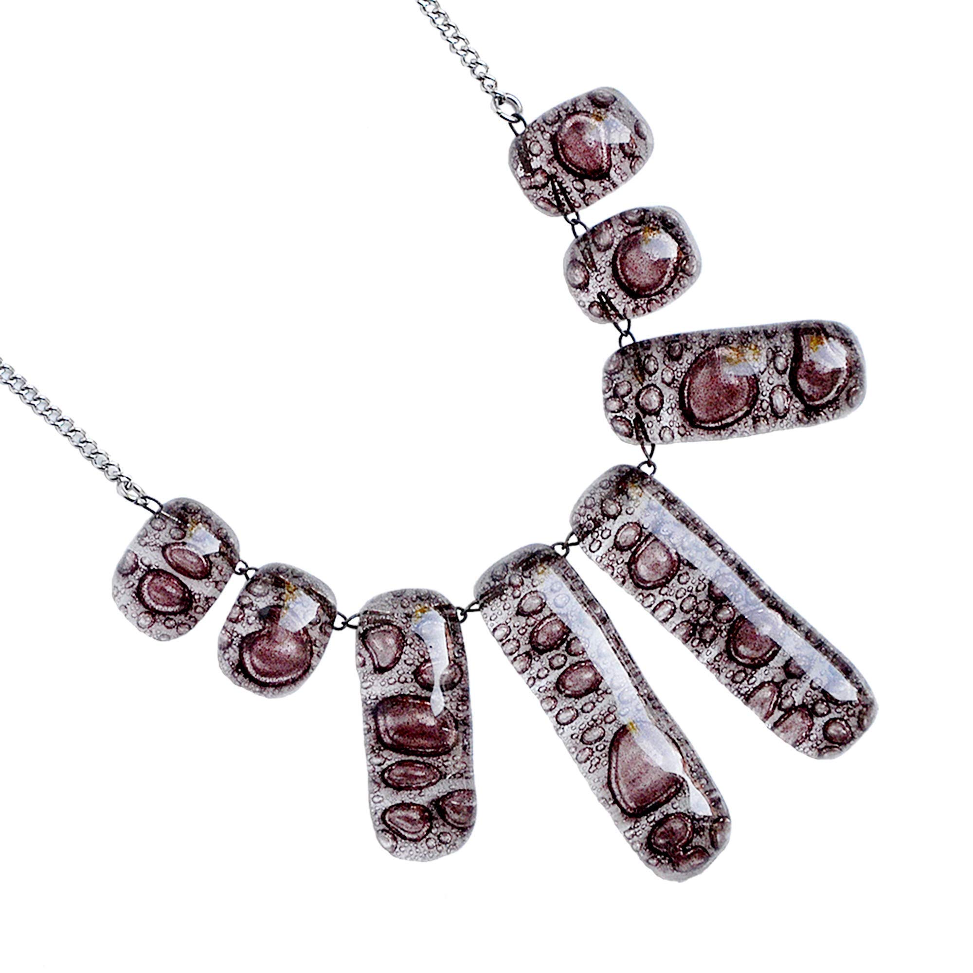 Bohemian Brown Bubble Glass Necklace - Handmade Designer Jewelry with 8 Segments - Perfect for Boho Chic Outfits & Festival Fashion