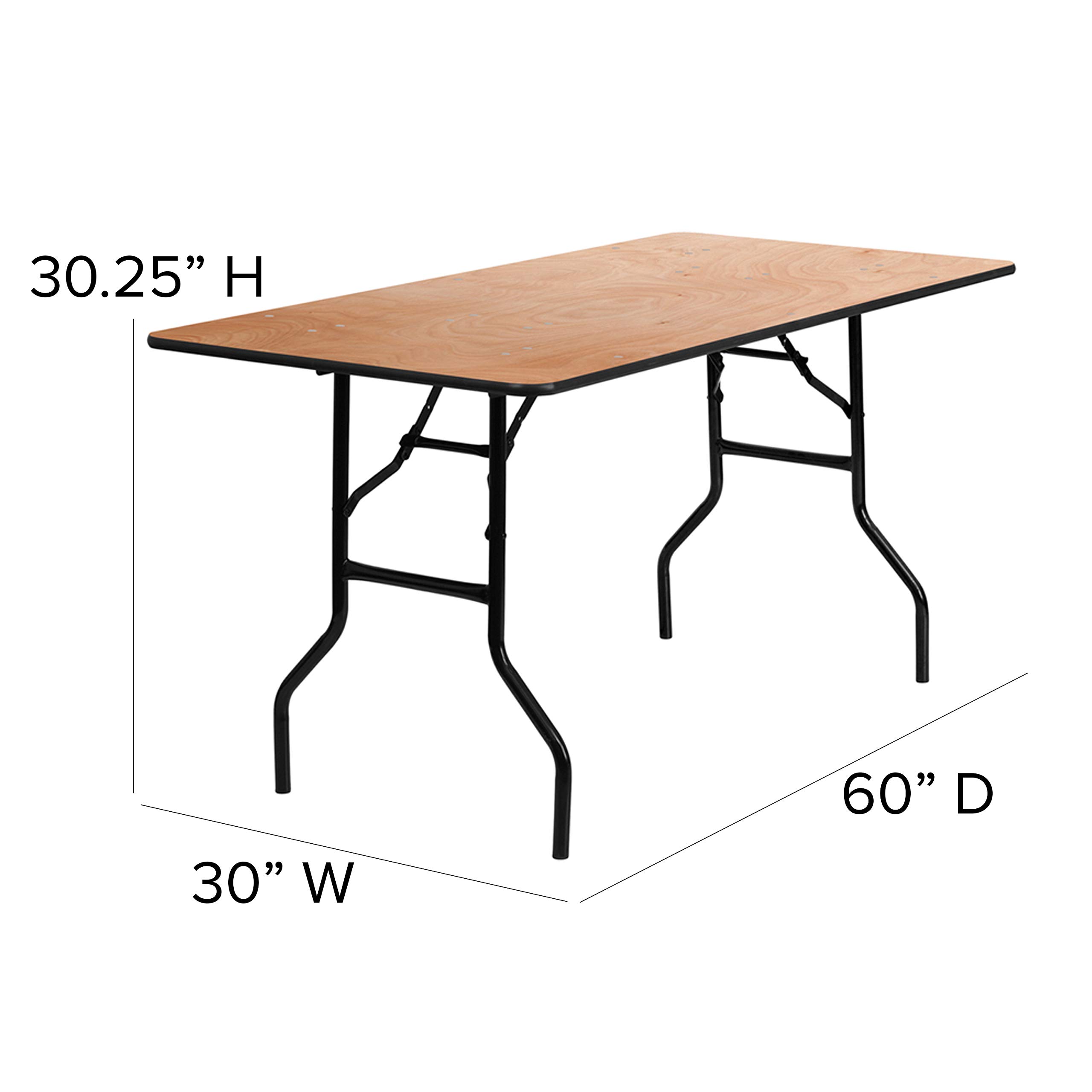Flash Furniture Gael 5-Foot Rectangular Wood Folding Banquet Table with Clear Coated Finish - Perfect for Events, Parties, and Home Use