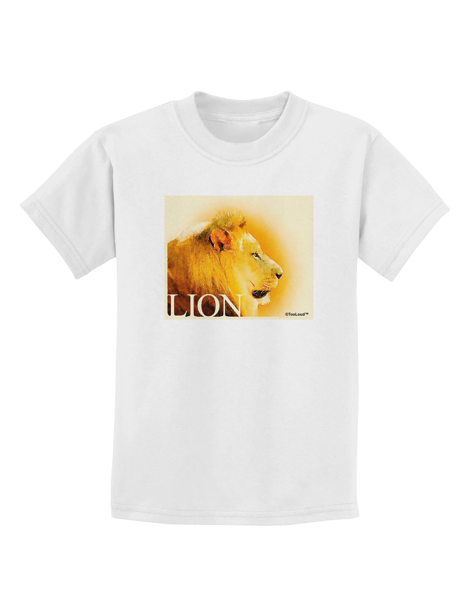 TooLoud Lion Watercolor Print Kids T-Shirt | Soft Cotton Graphic Tee for Boys & Girls | Perfect for Playdates, Birthday Parties & Everyday Wear