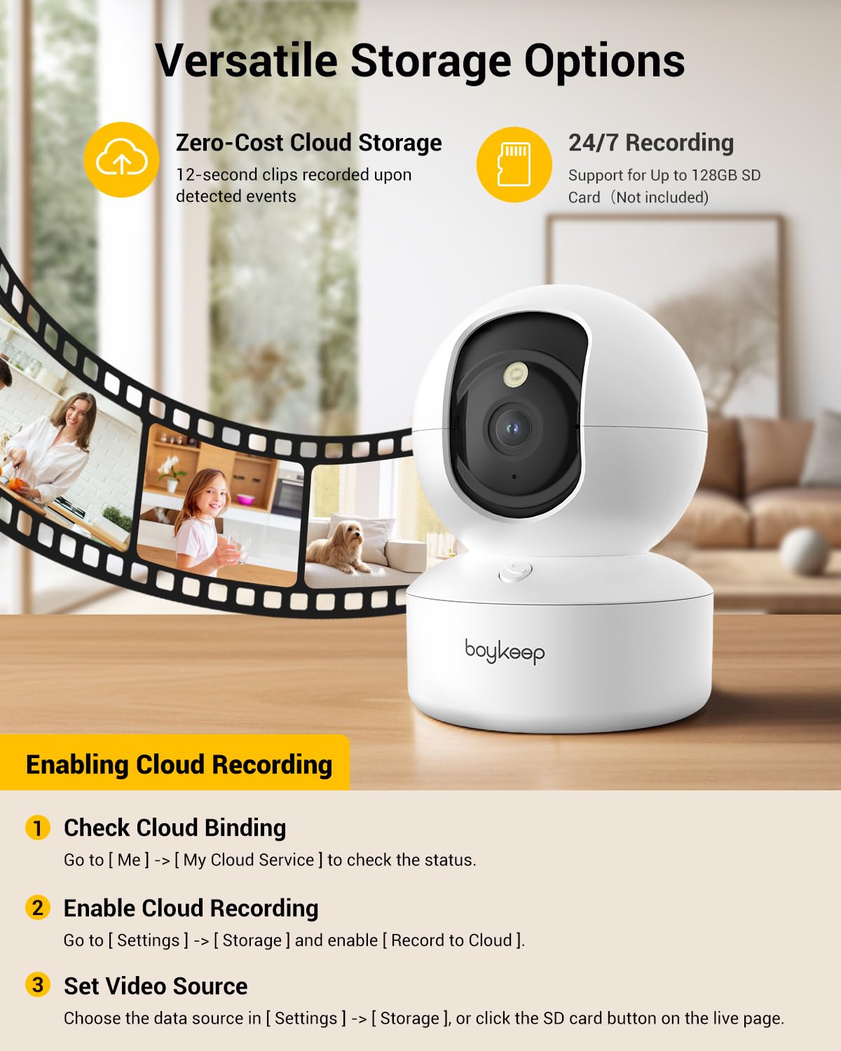 BoyKeep 2K Pet Camera - Indoor Security Camera with 360° Pan & Tilt, 2-Way Audio & Night Vision | 5G/2.4GHz WiFi Baby/Dog Monitor with Phone App | New Version with 12-Second Free Cloud Storage | Perfect for Home Security, Pet Monitoring & Baby Care