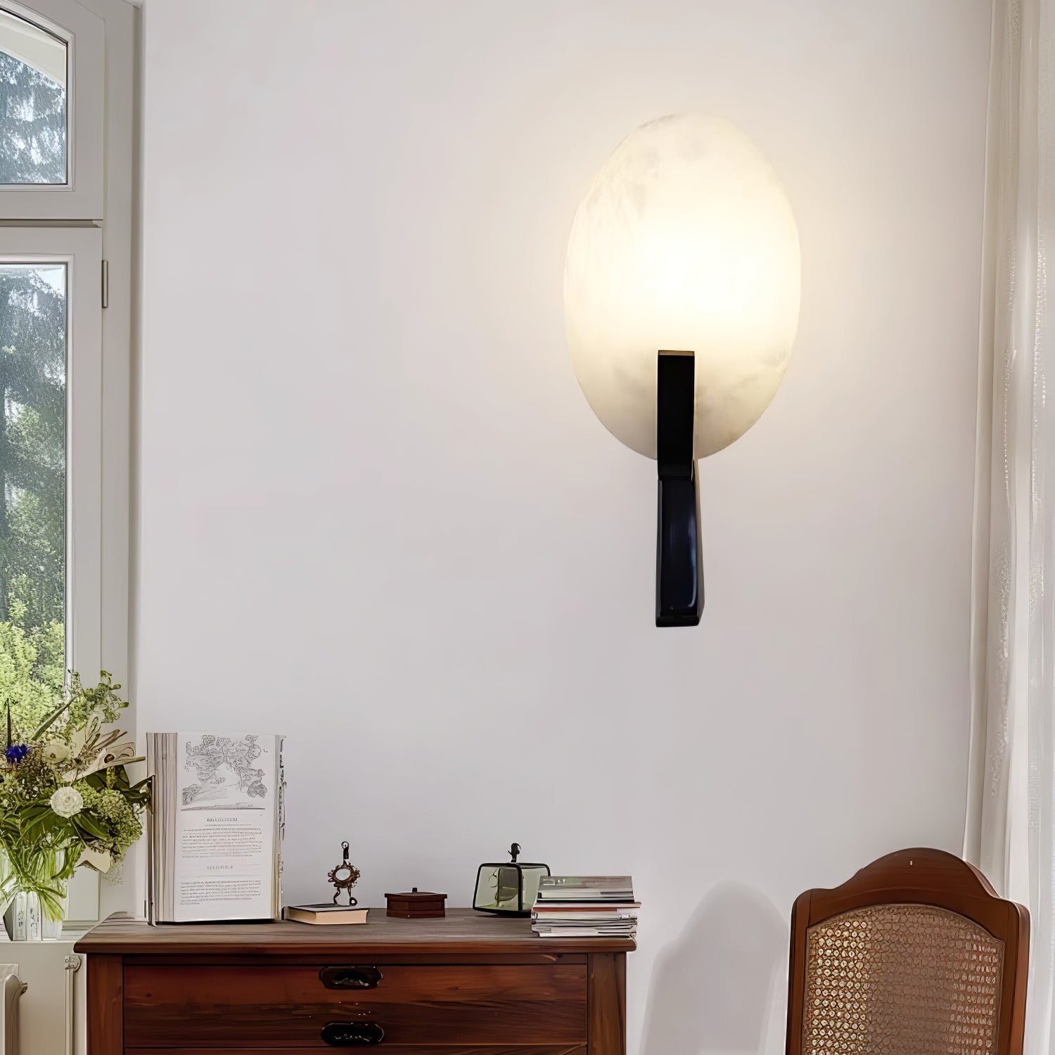 Alice Alabaster Wall Lamp - Elegant Modern Sconce Lighting for Bedroom, Living Room & Hallway | Dimmable LED Fixture with Warm White Light | Perfect for Home Decor & Ambient Lighting