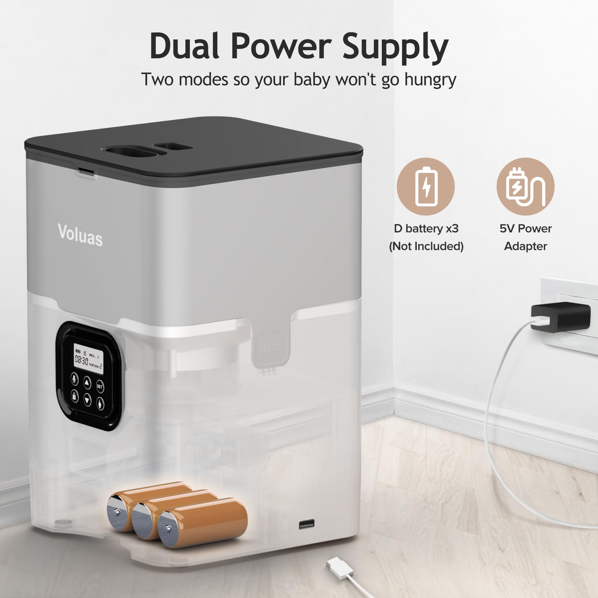 VOLUAS Automatic Cat Feeder with Timer - Programmable Dry Food Dispenser for 4 Meals Daily, Voice Recorder & Desiccant Bag | Perfect for Busy Pet Owners & Multi-Cat Homes