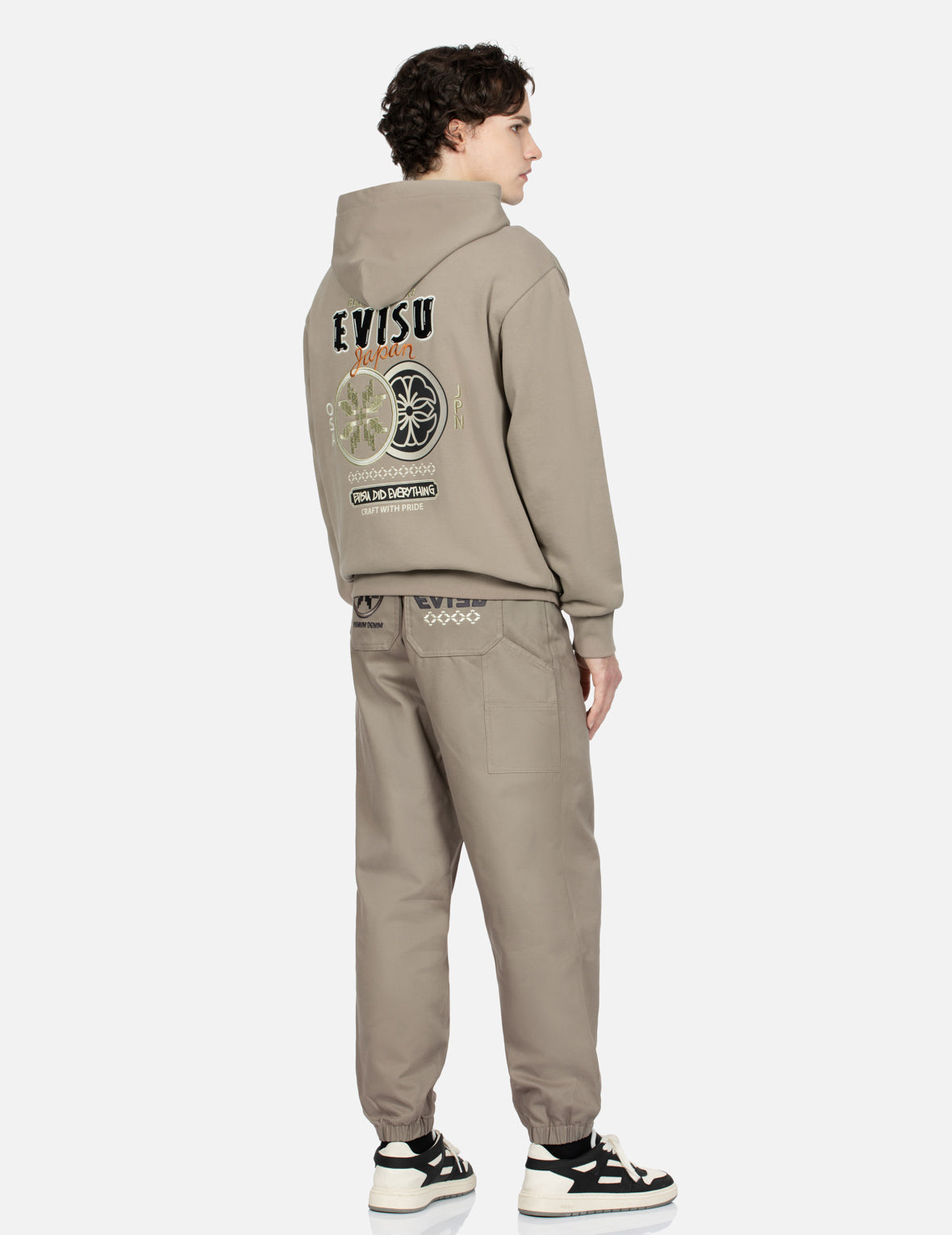 Custom Kamon & Logo Embroidered Jogger Pants for Men - Japanese-Inspired Casual Sweatpants with Woven Design - Perfect for Streetwear, Lounge & Gym Wear