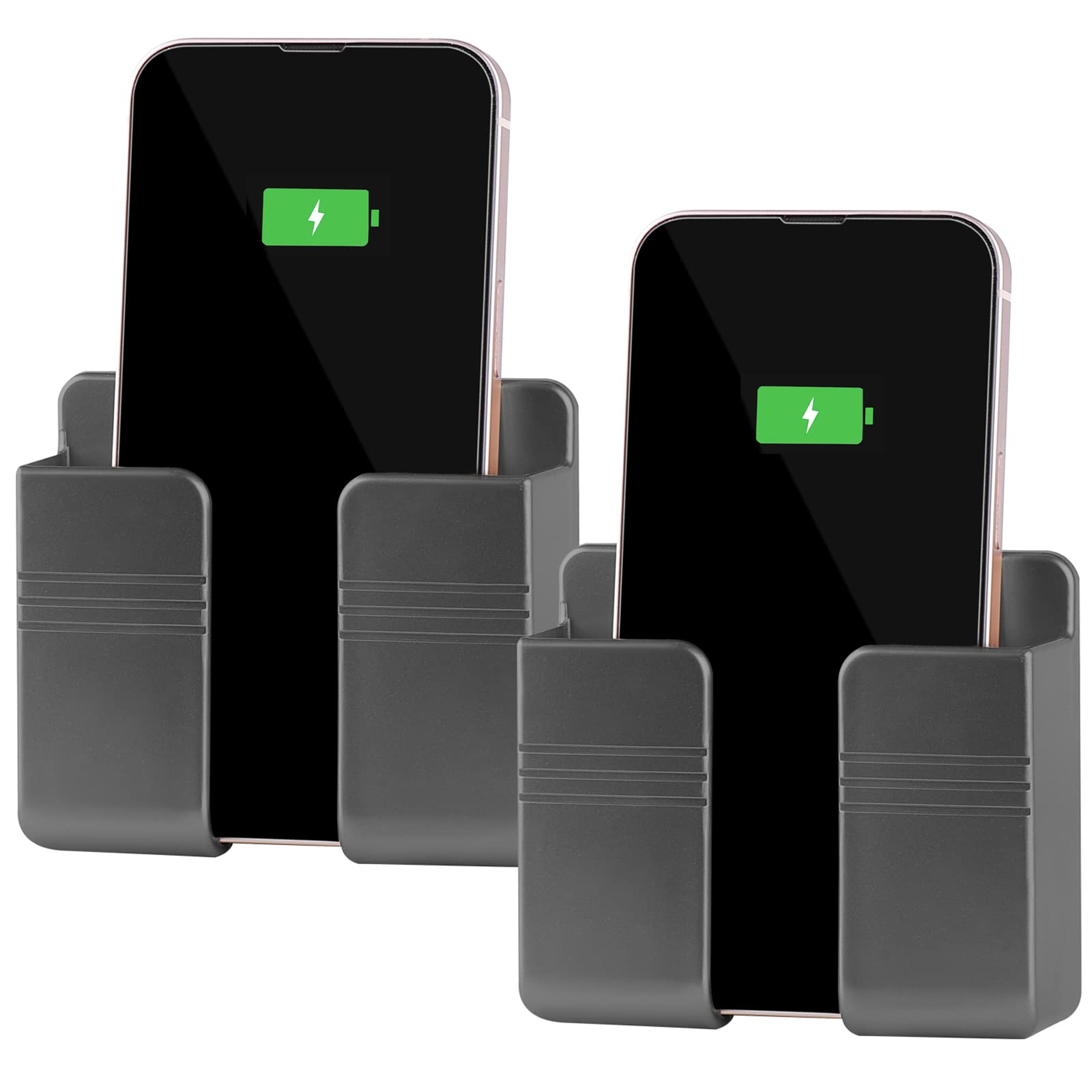 2 Pack Wall Mount Phone Holder with Self-Adhesive - Universal Smartphone Stand for iPhone & Android - Perfect for RV, Car, Office & Home (Grey)