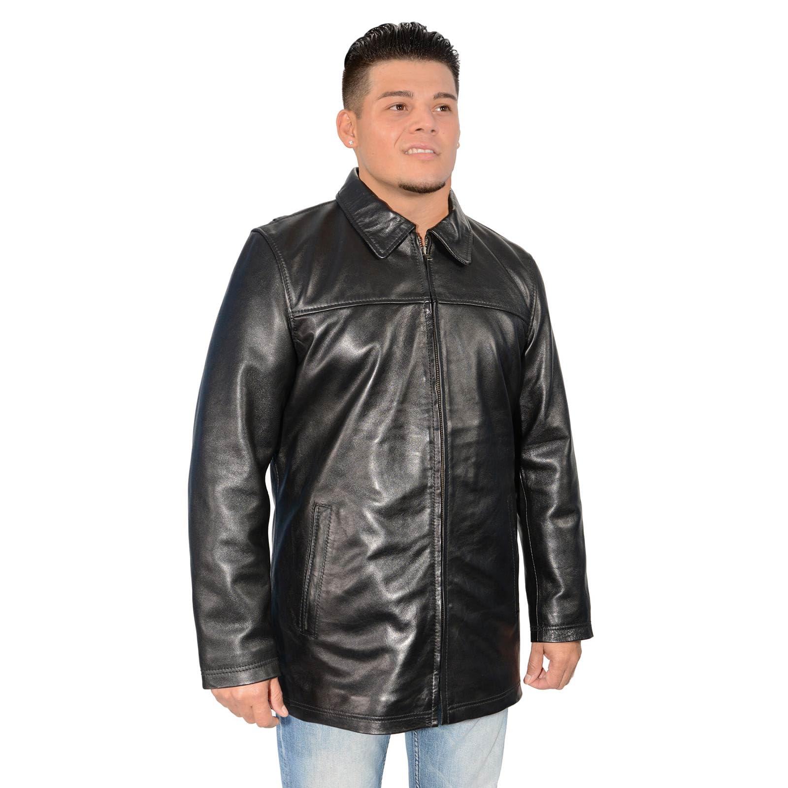 Milwaukee Leather SFM1820 Men's Classic 'JD' Black Lambskin Leather Jacket with Zipper Closure - Stylish Motorcycle & Casual Wear for Men