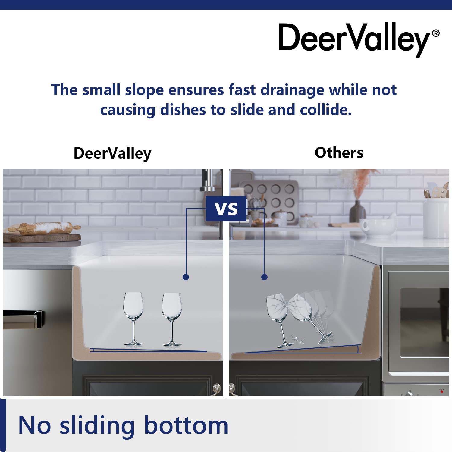 DeerValley 33 Inch White Farmhouse Kitchen Sink - Fireclay Apron Front Single Bowl Undermount Sink with Deep Basin, Bottom Grid & Strainer - Perfect for Rustic, Farmhouse & Modern Kitchens