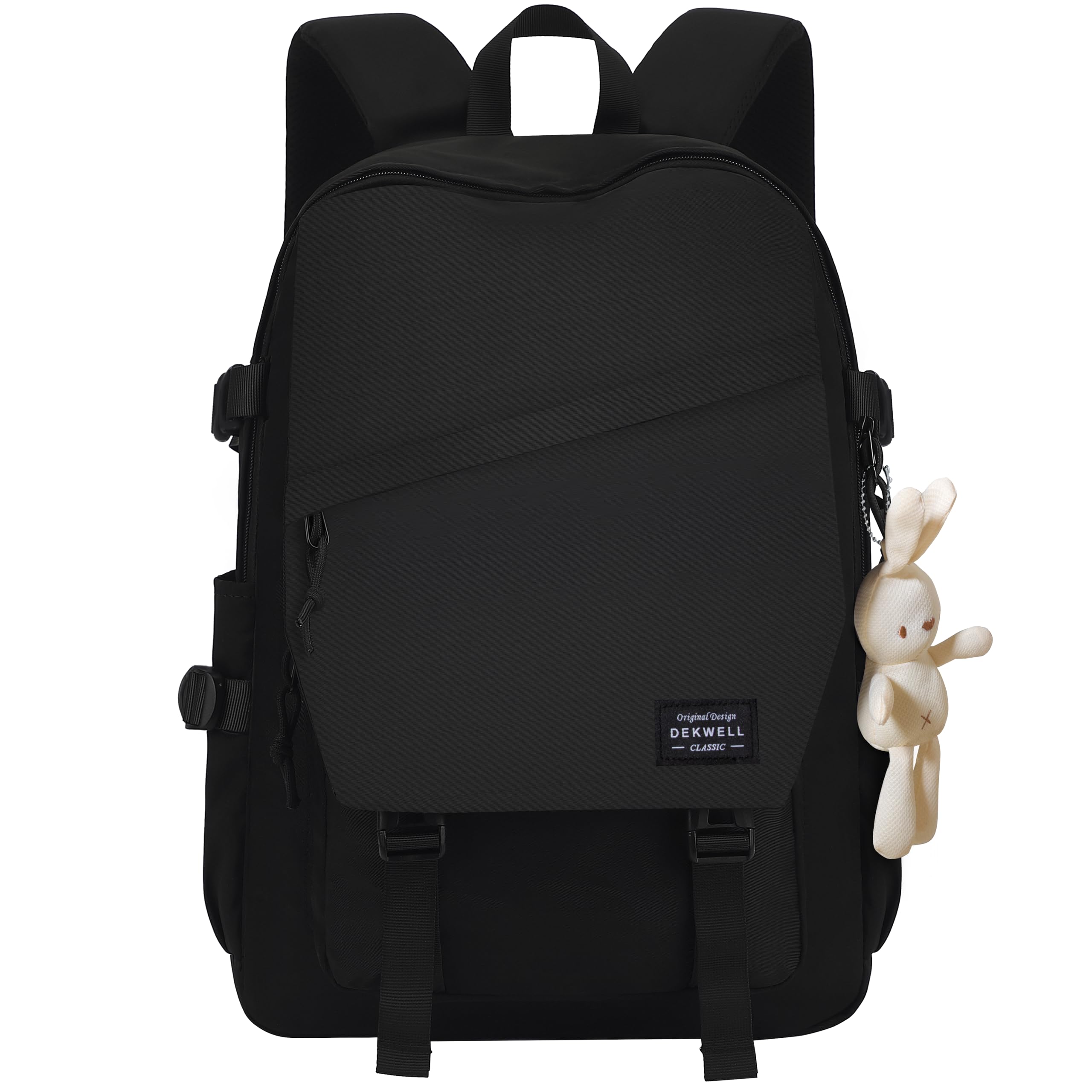 Stylish Black School Backpack for Teens & College Students - 15.6 Inch Laptop Backpack for Women & Men - Durable High School & Travel Backpack - Perfect for Daily Use, Commuting & Campus Life