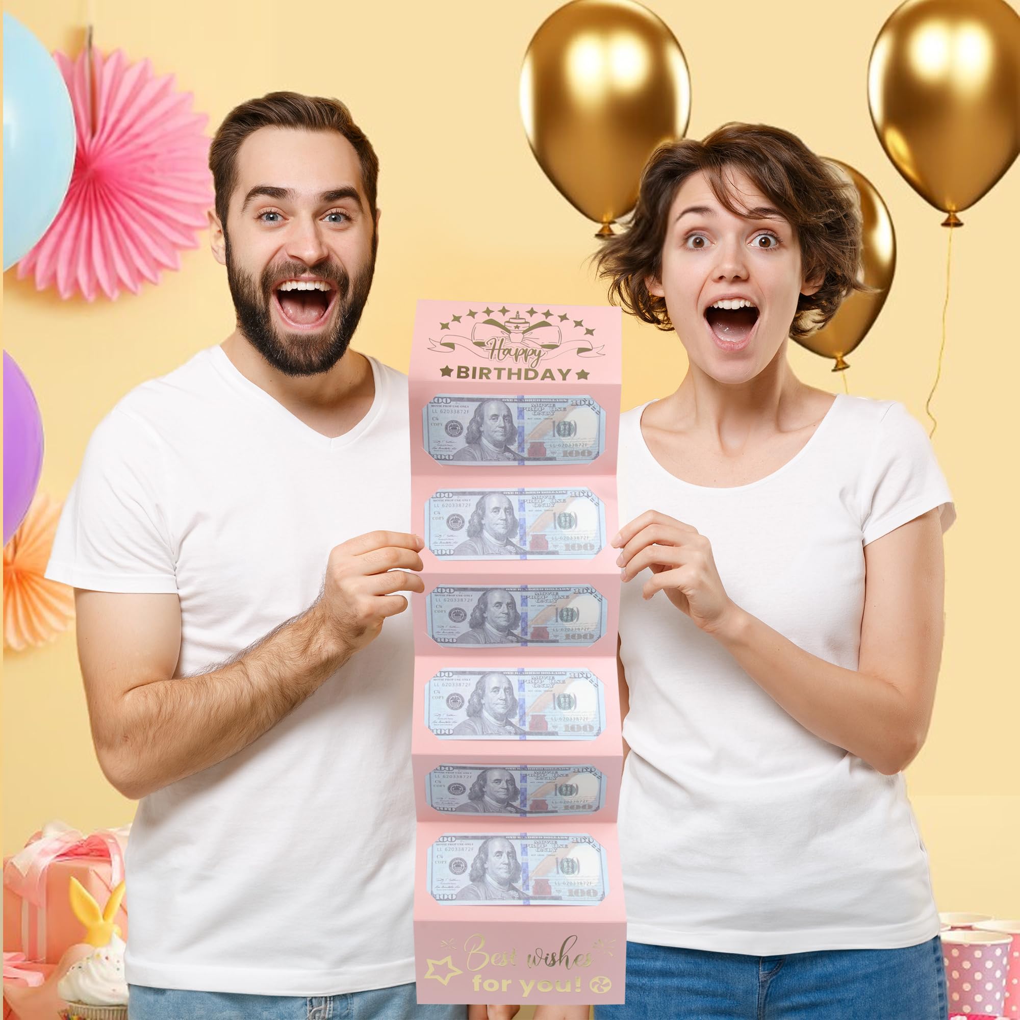 HOMANGA Birthday Money Envelope for Cash Gifts - Pink Rose Gold Money Holder for Women, Wife, Kids & Girls | Perfect for Birthday Surprises, Wedding Gifts & Special Occasions