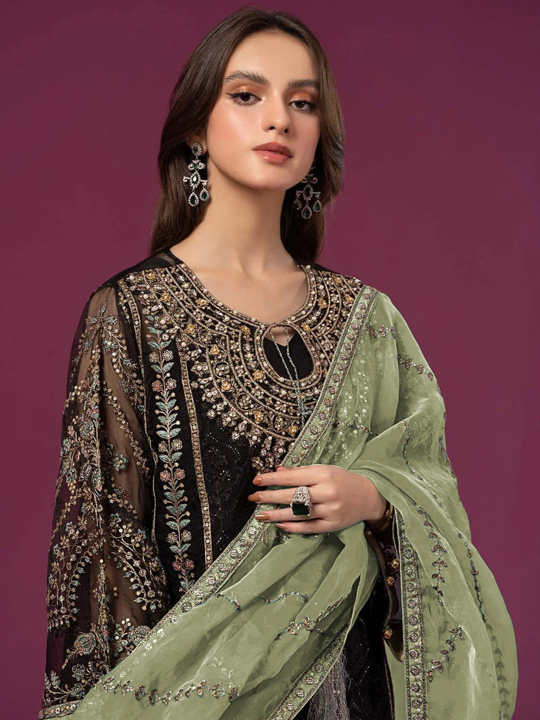 Elegant Black Designer Semi-Stitched Palazzo Suit with Exquisite Embroidery - Perfect for Weddings, Parties & Festive Occasions
