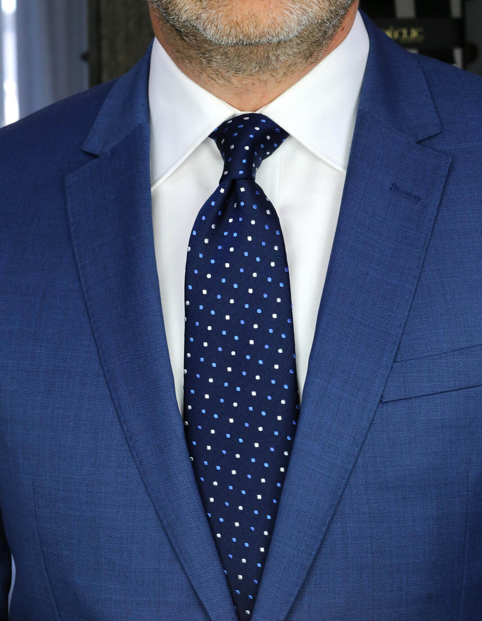 CANTINI Monza Spot Tie for Men - Classic Blue Silk Necktie for Business, Weddings & Formal Events