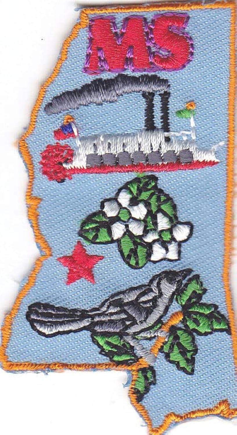Mississippi State Shape Iron On Patch - Embroidered Applique for Jackets, Hats, Bags & DIY Crafts - Perfect for College Pride, Gifts & Souvenirs