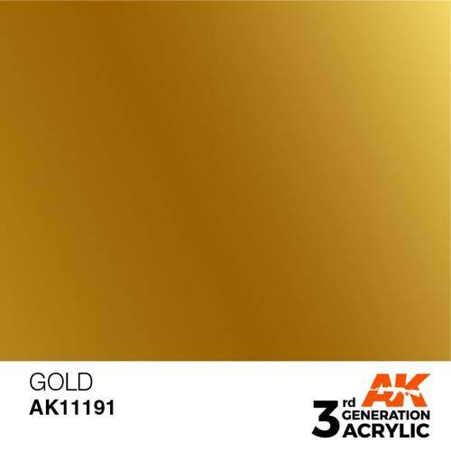 AK Interactive AK11191 Metallic Gold Acrylic Paint - 17ml Bottle (3rd Generation) for Miniature Models, Warhammer, Scale Figures & DIY Crafts