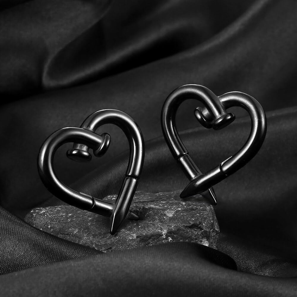 4mm-6mm (5g-2g) Hypoallergenic 316L Stainless Steel Heart Ear Weights & Hangers for Stretched Ear Lobe Piercing - Ear Plugs, Gauges & Body Jewelry for Everyday Wear, Parties & Alternative Fashion