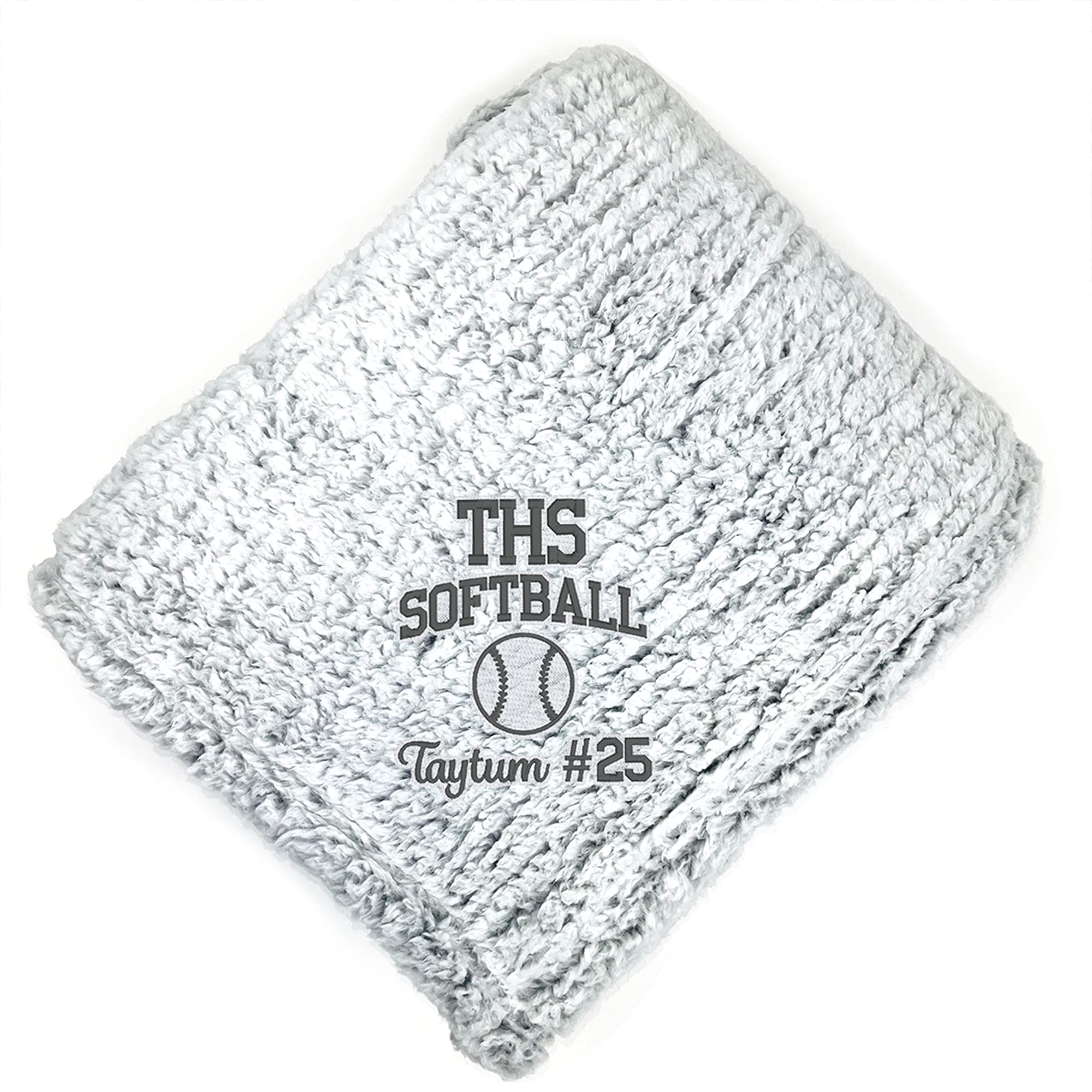 Custom Embroidered Softball Blanket for Seniors - Personalized Senior Gift for Softball Players - Perfect for Games, Graduation, and Cozy Home Use