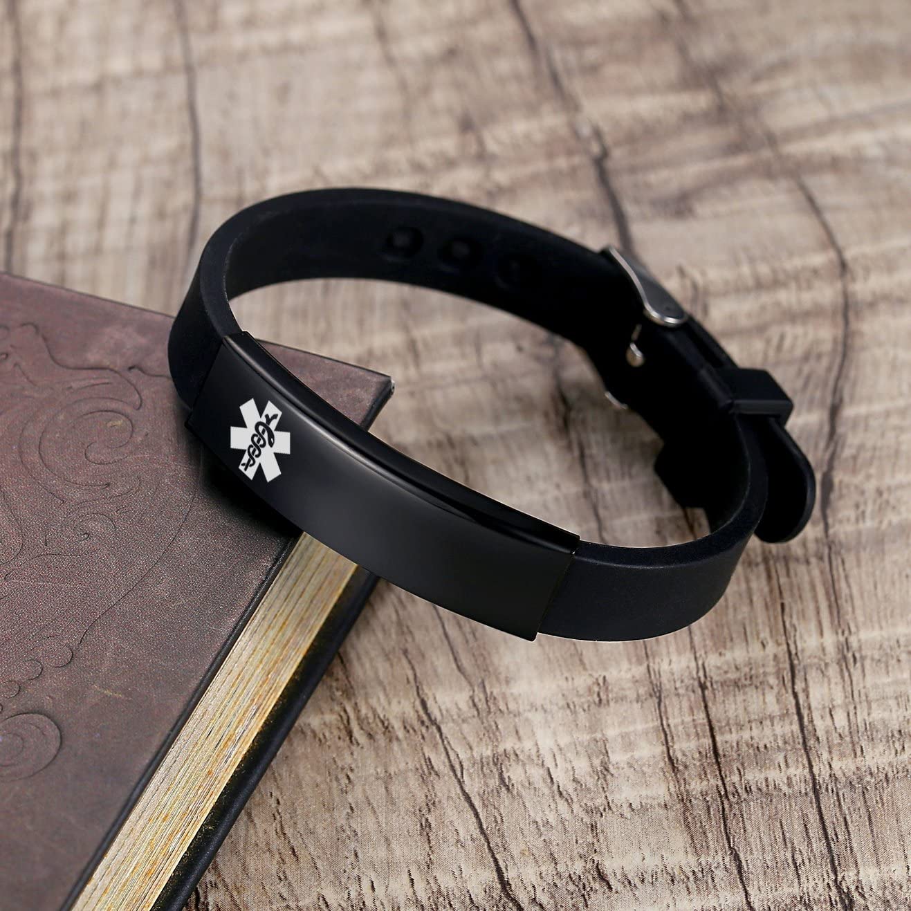 Adjustable Medical Alert Bracelet for Men & Women - Free Engraving, 8.5