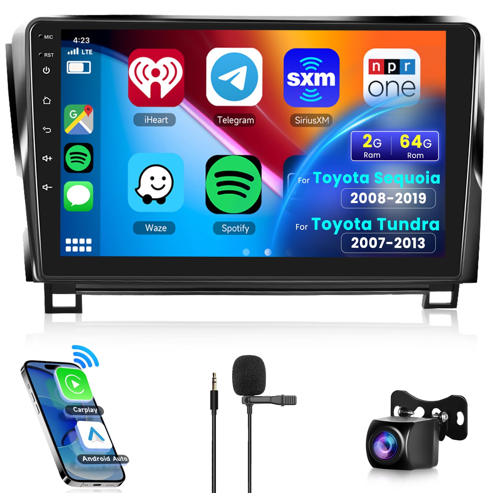 2G+64G Android Car Stereo for Toyota Sequoia 2008-2019 & Tundra 2007-2013 - 10.1