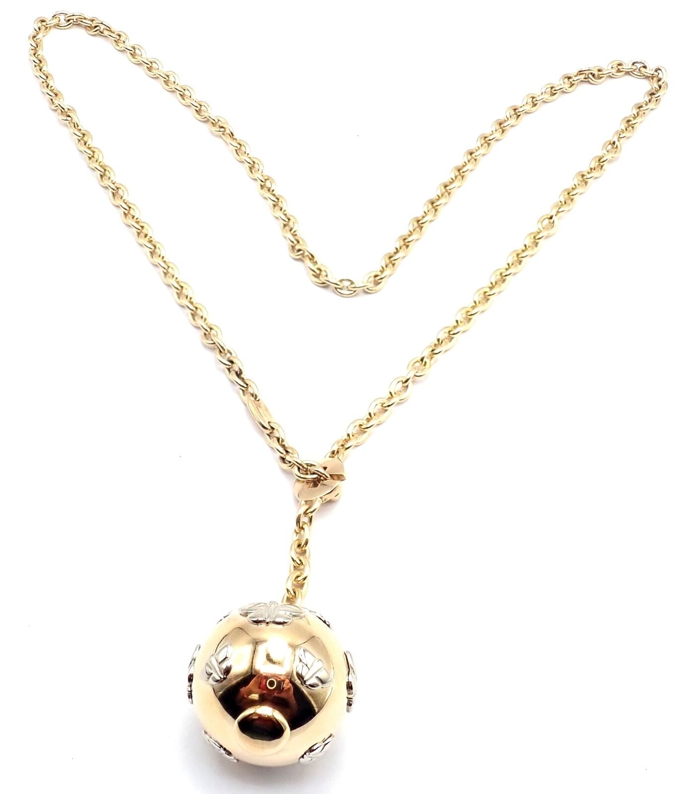 Authentic Bvlgari 18k Yellow Gold Butterfly Globe Pendant Necklace with Chain - Elegant Jewelry Gift for Women, Perfect for Parties & Special Occasions