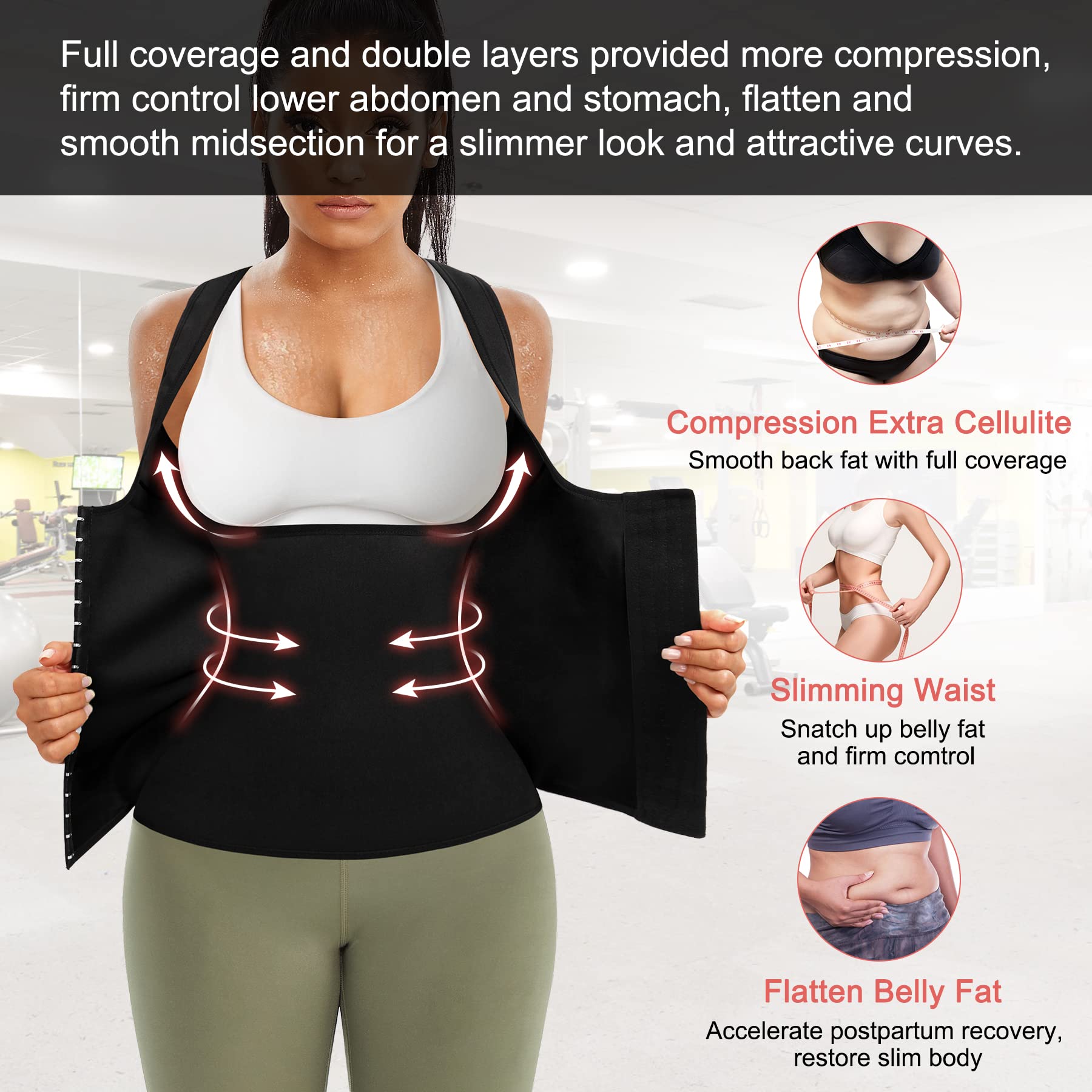 Women's Sweat Waist Trainer Girdle - Double Tummy Slimmer for Workout, Sauna & Weight Loss | Perfect for Gym, Yoga & Postpartum Recovery
